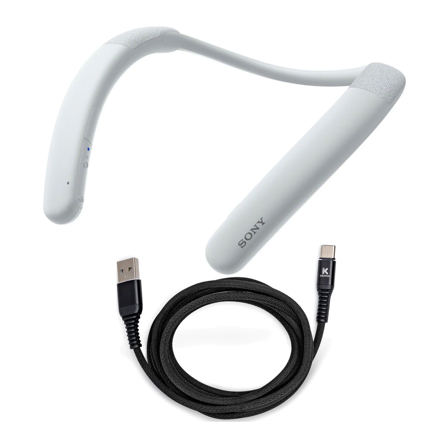 Sony SRS-NB10/H Neckband Speaker (White) with 6-Feet USB-C Cable Bundle