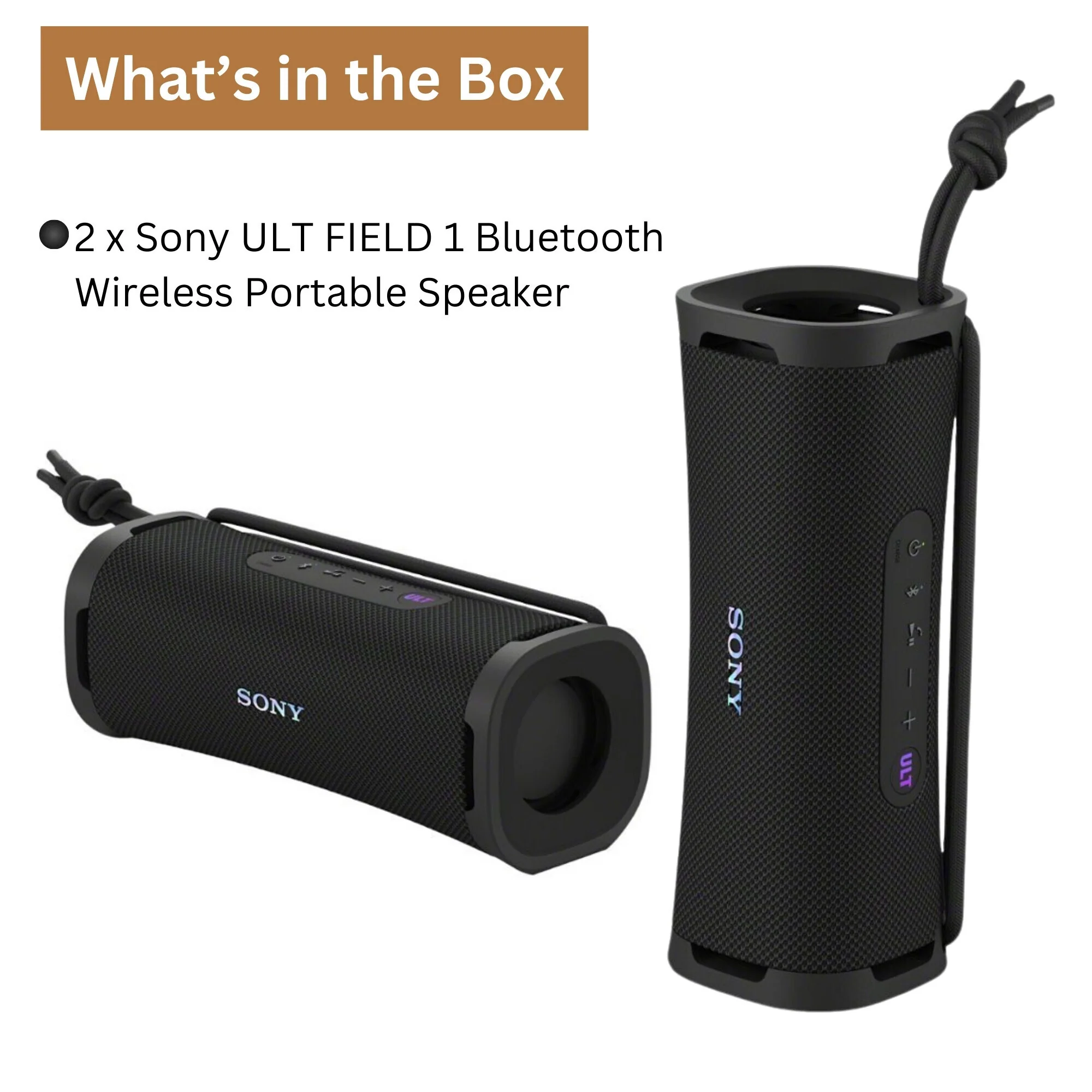 Sony ULT FIELD 1 Bluetooth Wireless Portable Speaker with Echo Canceling Tech (Black, 2-Pack) Bundle - Image 7