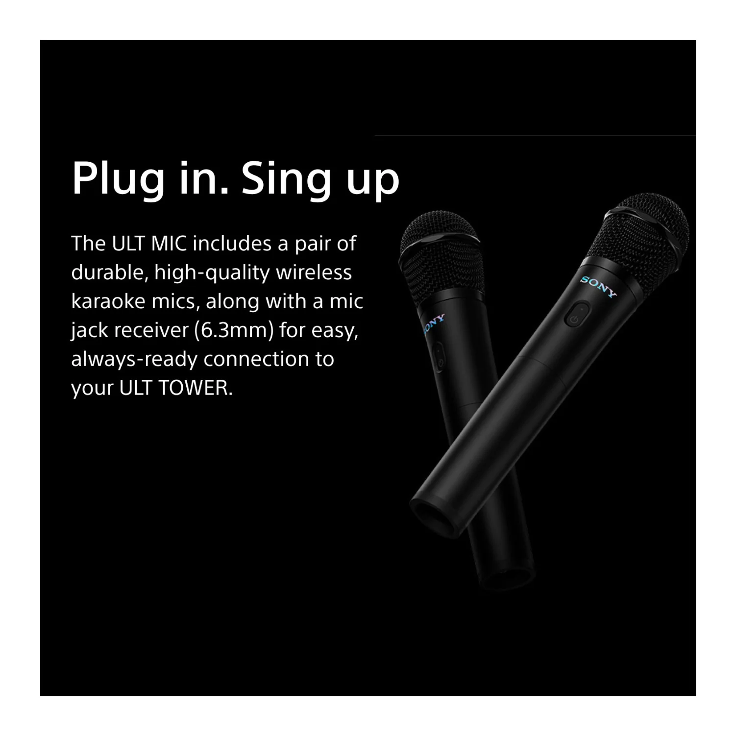 Sony ULT Tower 9AC Speaker (Black) Bundle with Wireless Microphones (2-Pack) - Image 4