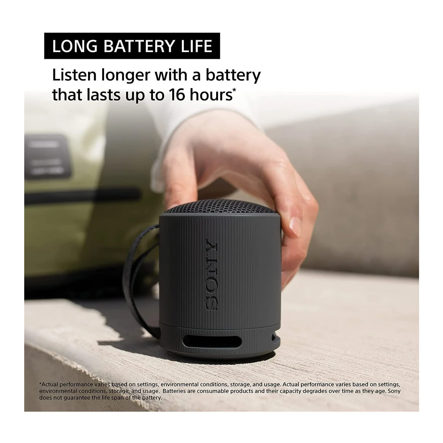 Sony SRS-XB100 Wireless Bluetooth Portable Lightweight Compact Travel Speaker with Strap (Black) - Image 5