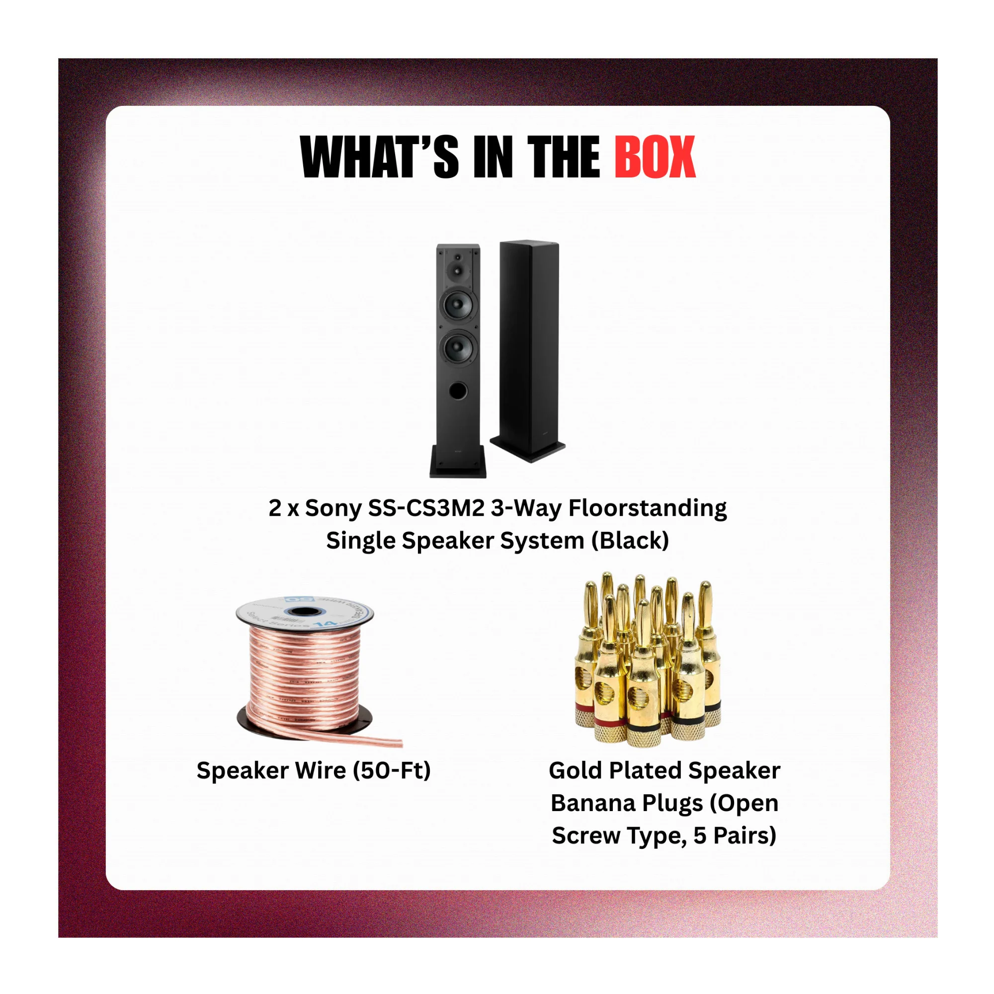 Sony SS-CS3M2 3-Way Floorstanding Single Speaker System (Black) Bundle - Image 10