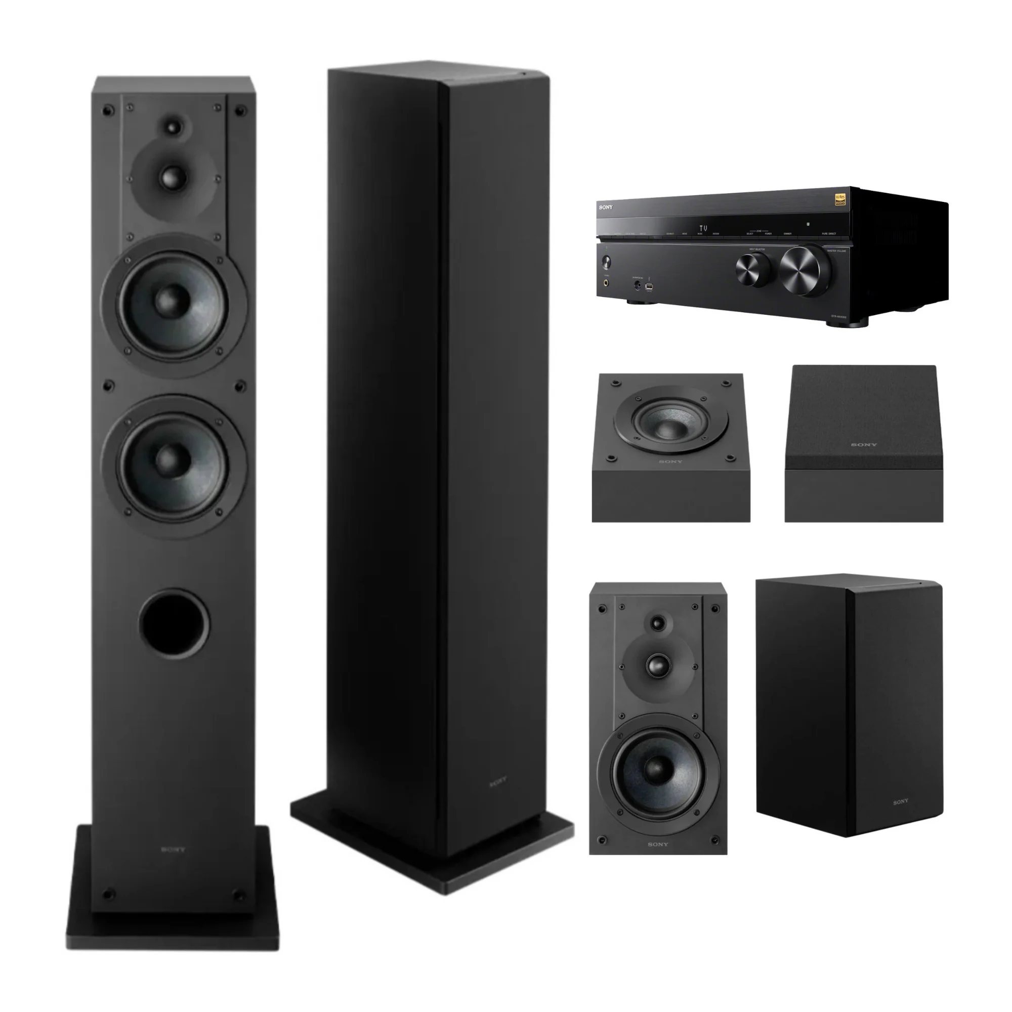 Sony STR-AN1000 7.2ch 8K AV Receiver with Dolby Atmos and 6 Speakers Bundle