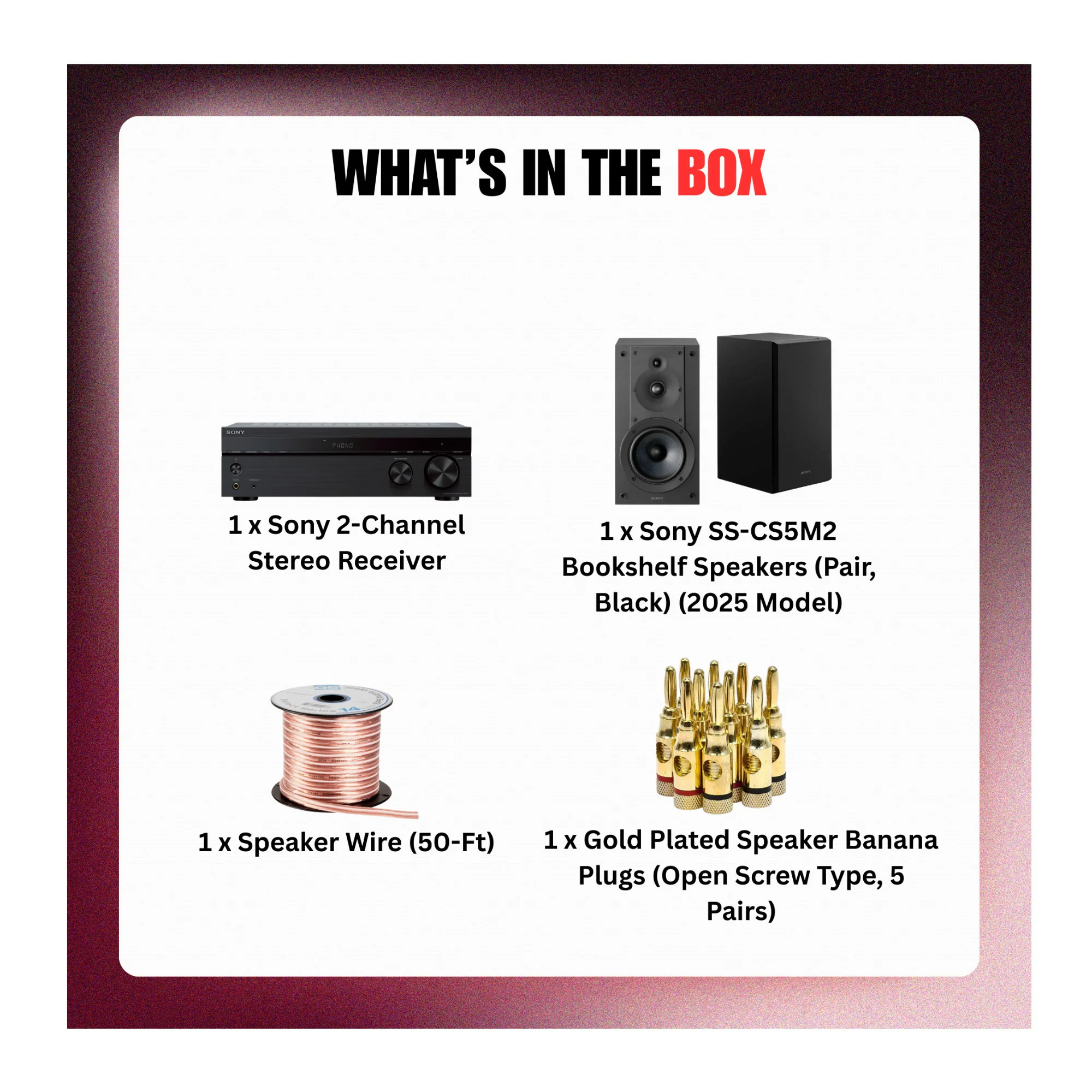 Sony 2-Channel Stereo Receiver with Bookshelf Speaker (Pair, Black) Bundle - Image 9