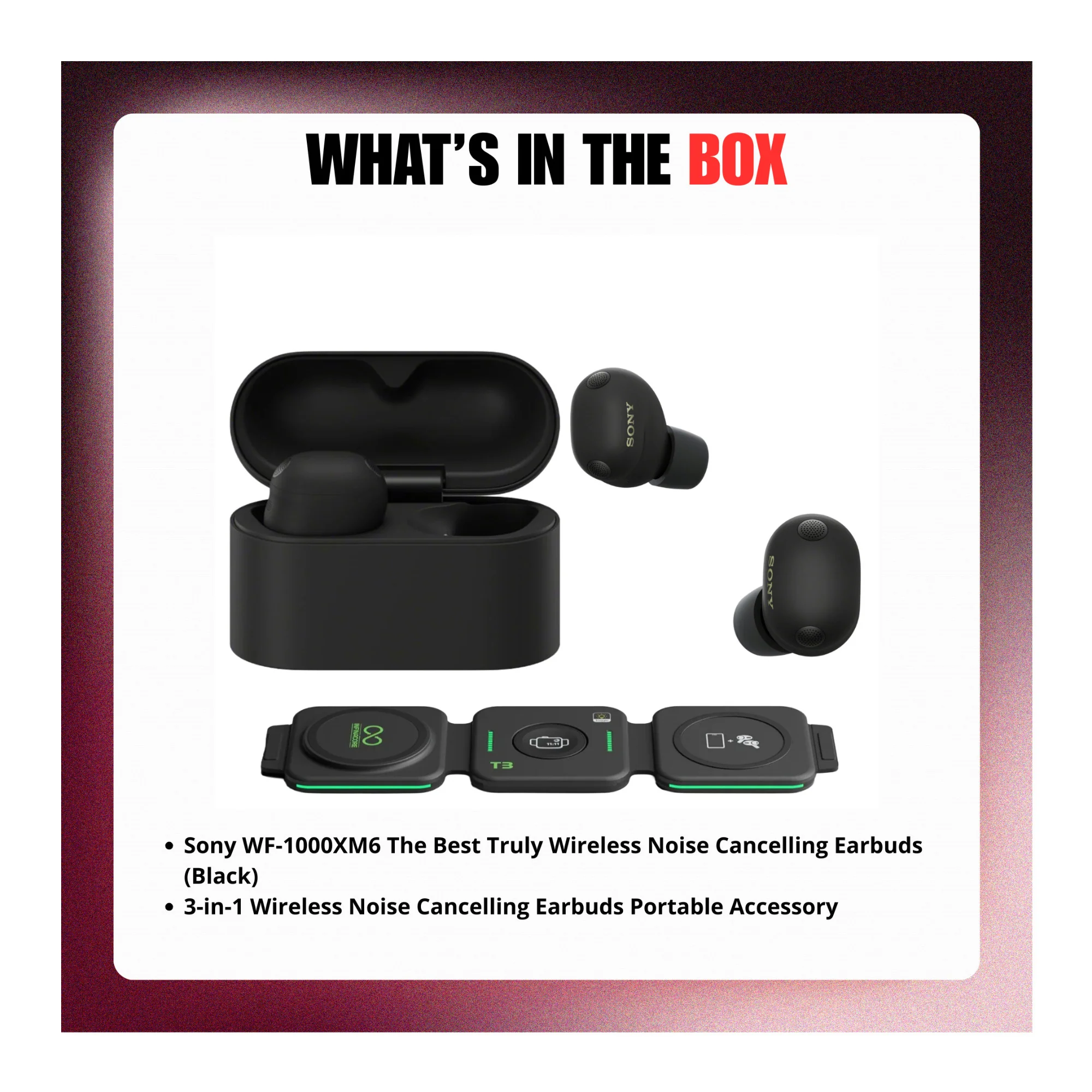 Sony WF-1000XM6 Wireless Earbuds (Black) with 3-in-1 Portable Accessory - Image 9