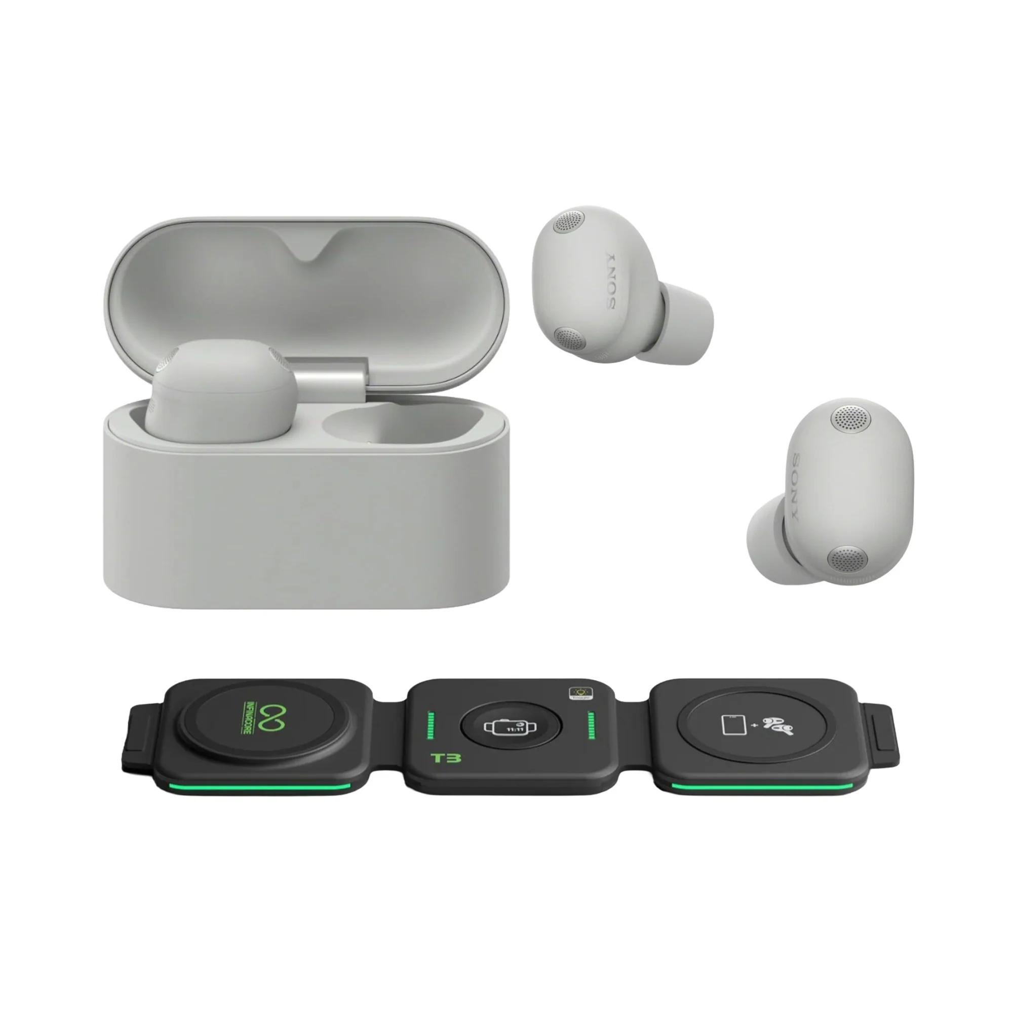 Sony WF-1000XM6 Wireless Earbuds (Platinum Silver) with 3in1 Portable Accessory