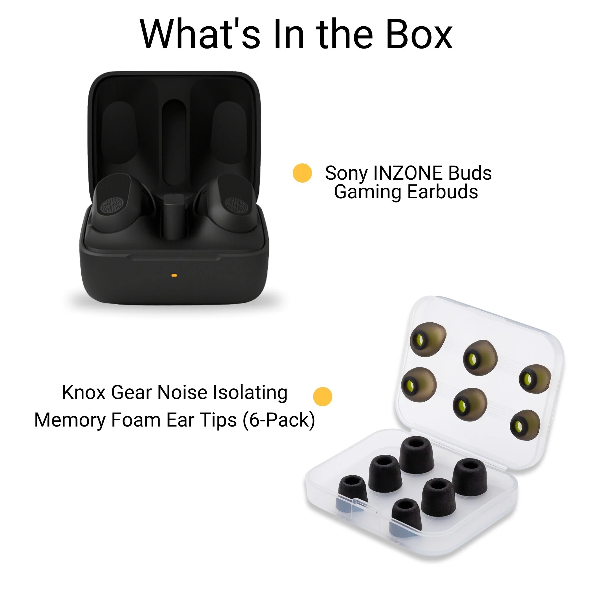Sony WFG700NW INZONE Buds Noise Canceling Gaming Earbuds (Black) with Earbuds (3-Pairs Each) Bundle - Image 2