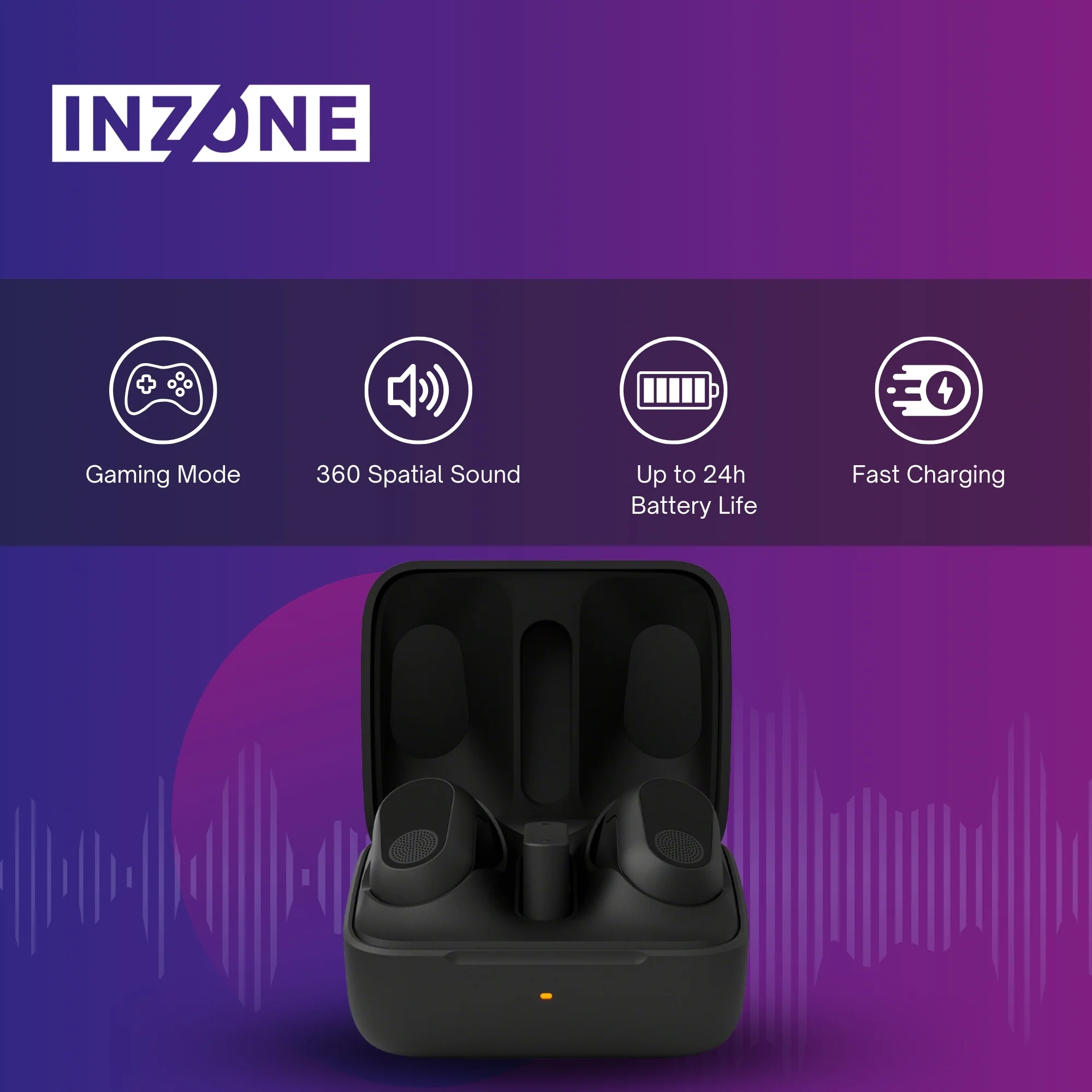 Sony WFG700NW INZONE Buds Noise Canceling Gaming Earbuds (Black) with Earbuds (3-Pairs Each) Bundle - Image 3