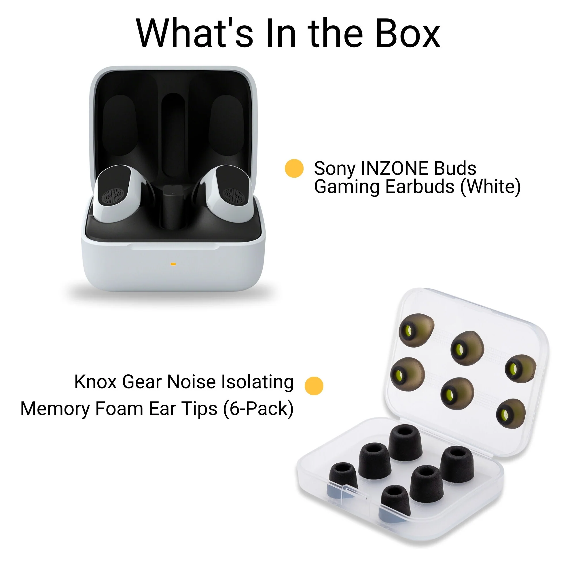 Sony WFG700NW INZONE Buds Noise Canceling Gaming Earbuds (White) with Earbuds (3-Pairs Each) Bundle - Image 5