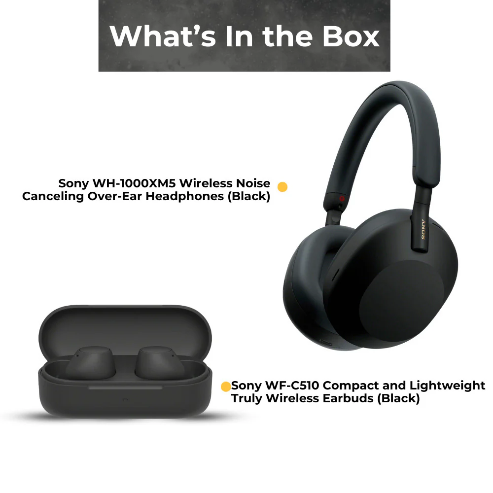 Sony WH-1000XM5 Wireless Noise Canceling Over-Ear Headphones Bundle (Black) - Image 6