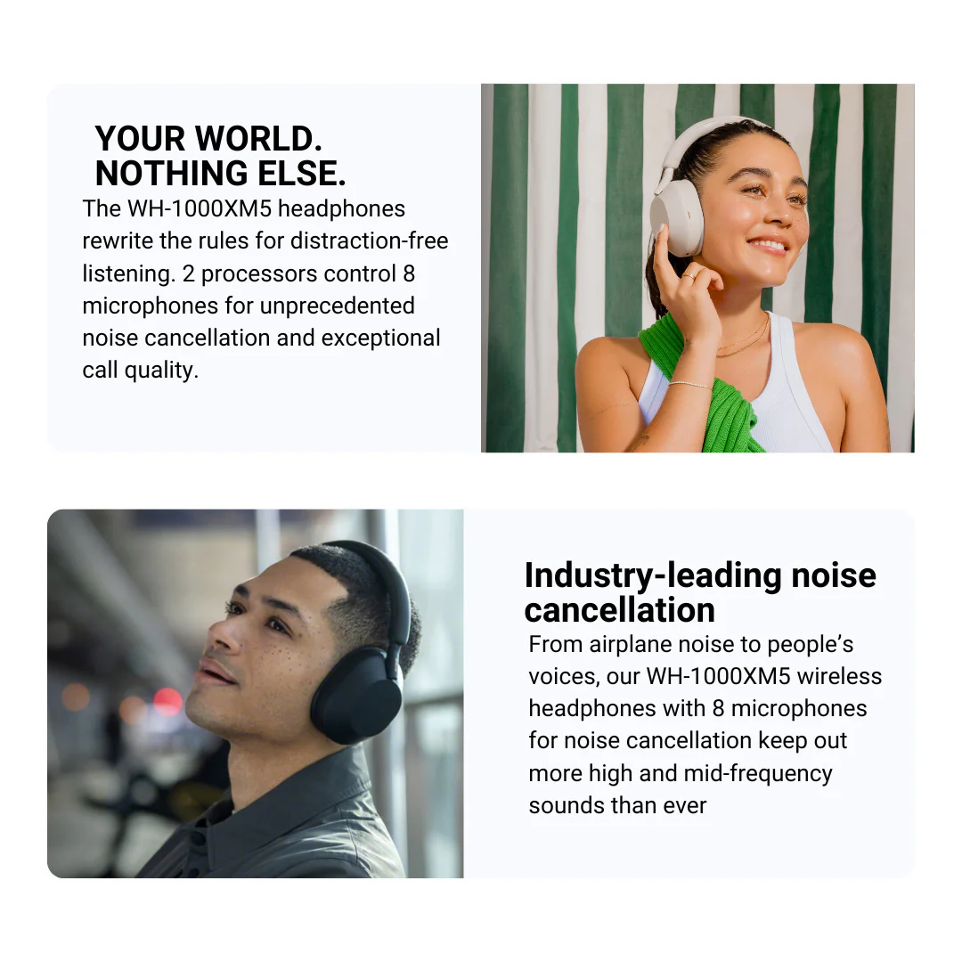 Sony WH-1000XM5 Wireless Noise Canceling Over-Ear Headphones with Sony Earbuds - Image 4