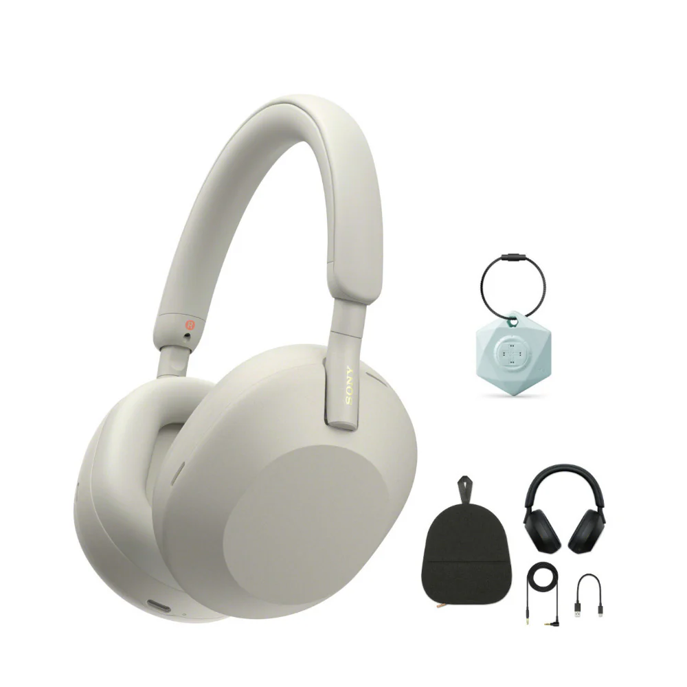 Sony WH-1000XM5 Wireless Noise Canceling Over-Ear Headphones (Silver) Bundle - Image 5