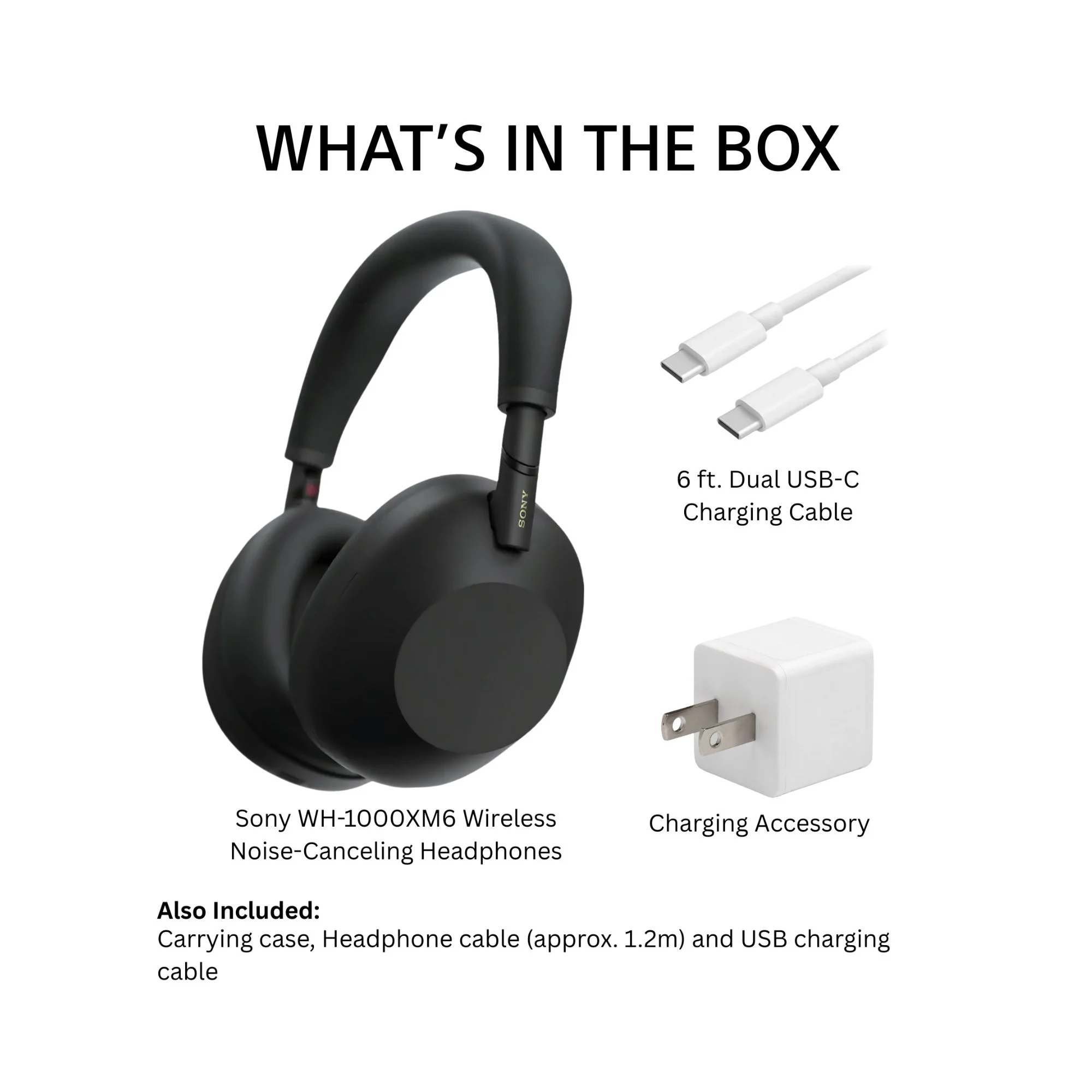 Sony WH-1000XM6 Wireless Noise-Canceling Headphones, QN3 Processor with Accessories Bundle (Black) - Image 6