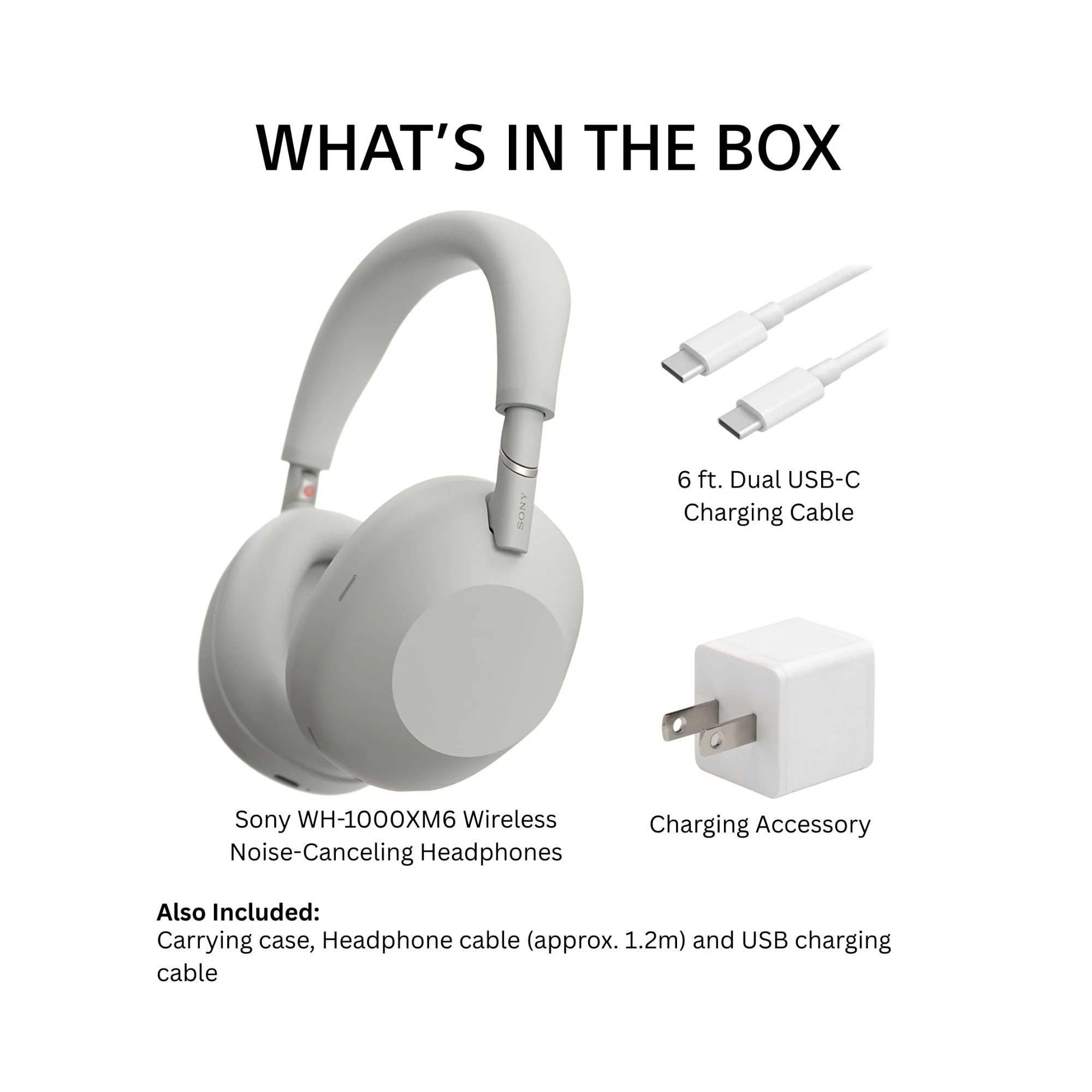 Sony WH-1000XM6 Wireless Noise-Canceling Headphone and Accessory Bundle (Silver) - Image 7