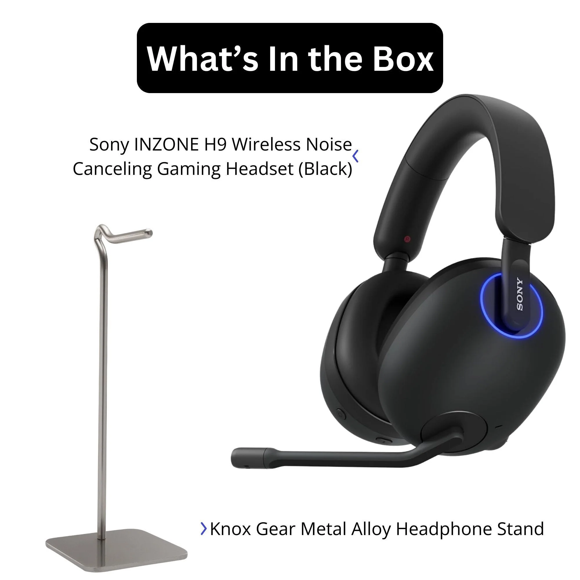 Sony INZONE H9 Wireless Noise Canceling Gaming Headset - Black (WH-GH900N) with Headphone Stand bundle - Image 2