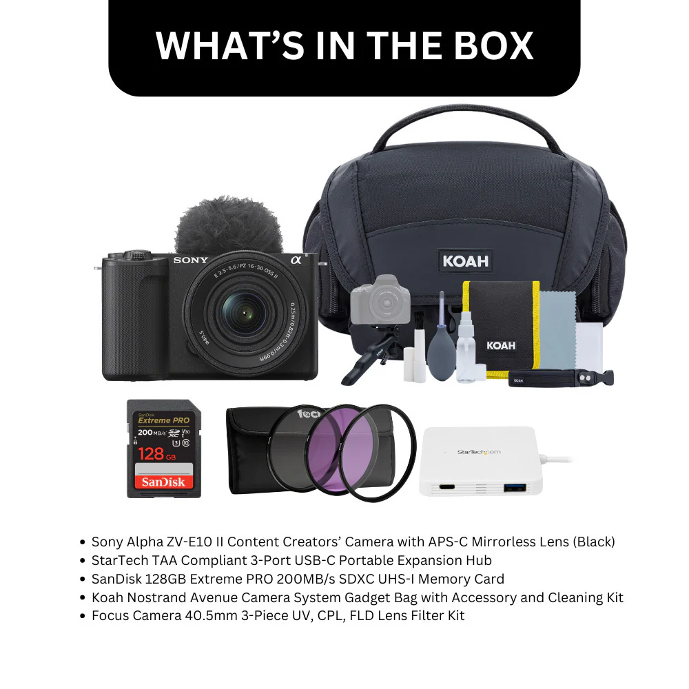 Sony Alpha ZV-E10 II Content Creators Camera with APS-C Mirrorless Lens and Lens Kit (Black) Bundle - Image 7
