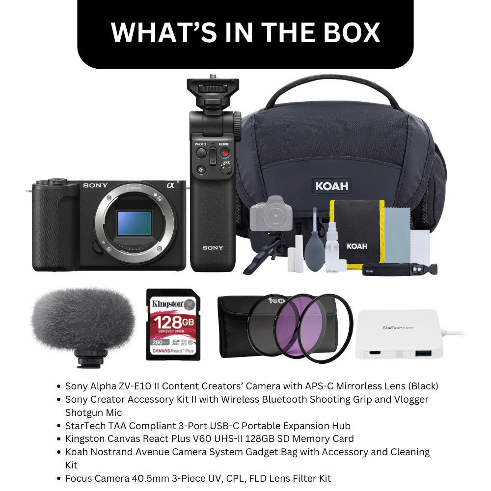Sony Alpha ZVE10 II | APS-C Interchangeable Lens Mirrorless with 16-50mm Lens Kit | Designed for Content Creators | Black with Sony Creator Accessory Kit II bundle - Image 6