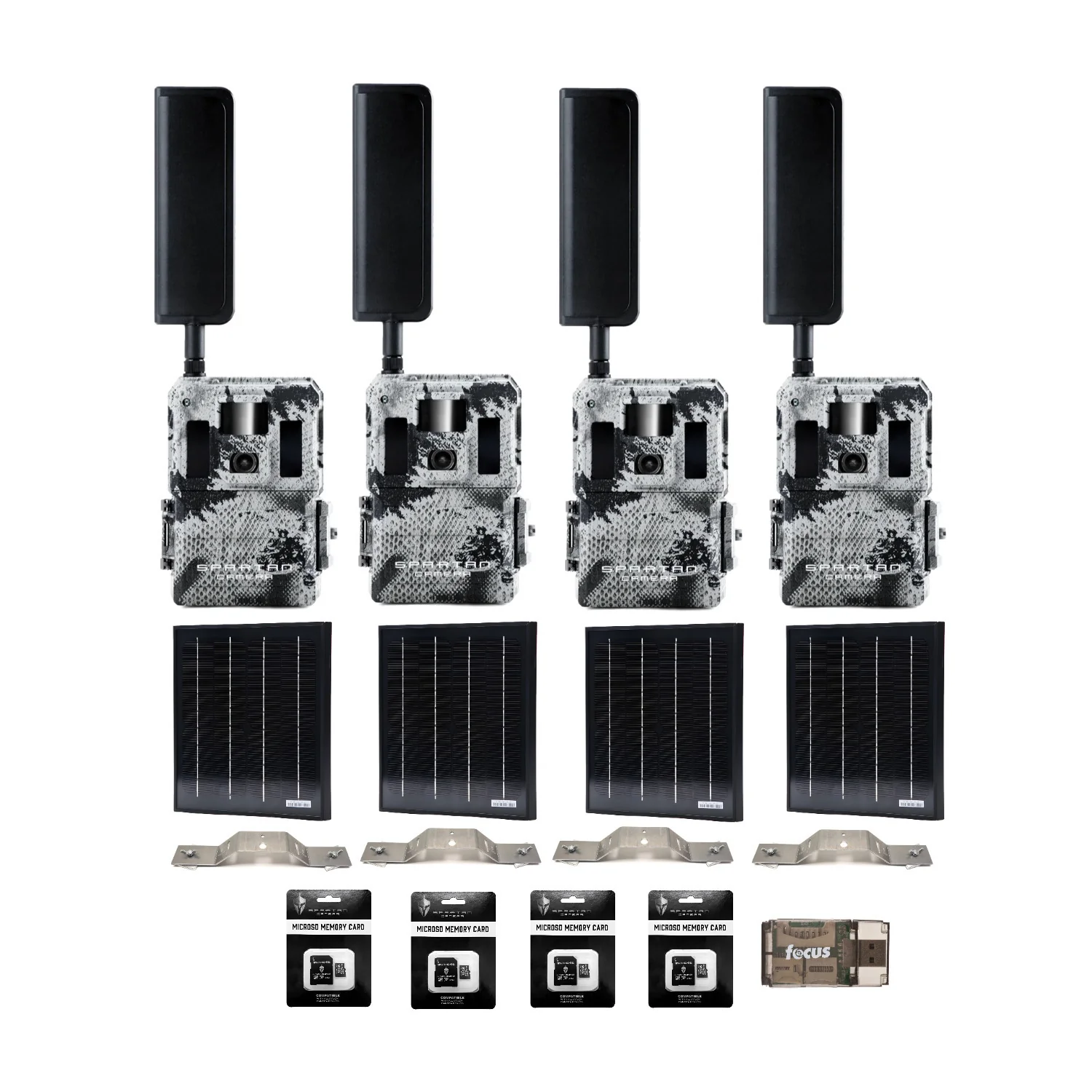 Spartan GoLive2 4G/LTE Trail Camera 4-Pack Bundle with Solar Panel & Accessories