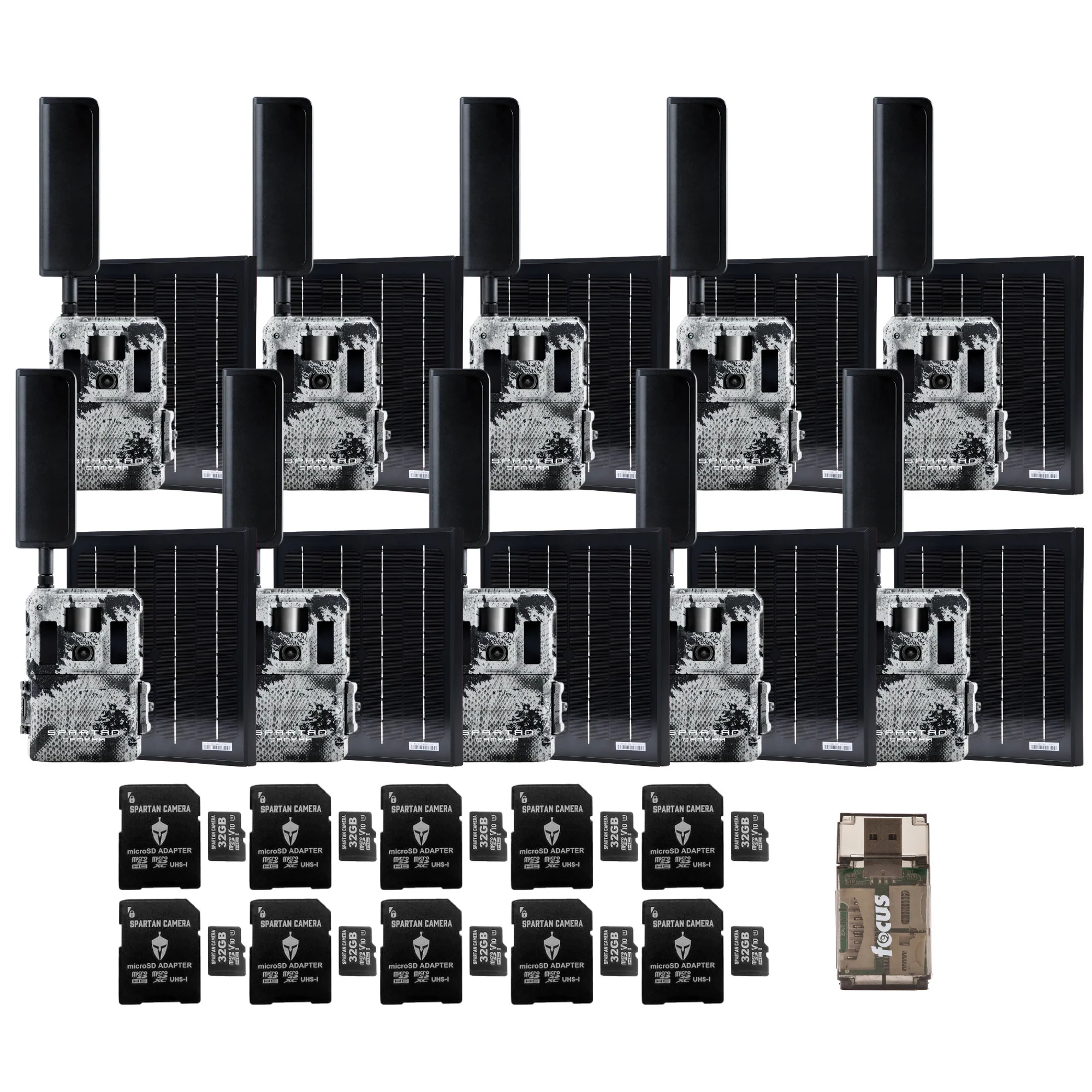 Spartan GoLive2 4G/LTE Trail Camera 10-Pck Bundle with Solar Panel & Accessories