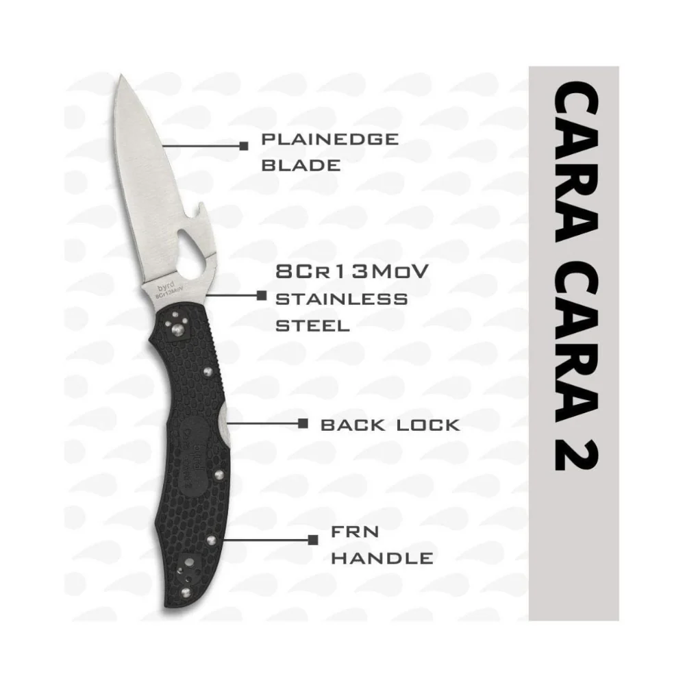 Spyderco Cara Cara 2 PlainEdge Black Knife with Emerson Opener and FRN Handle - Image 3