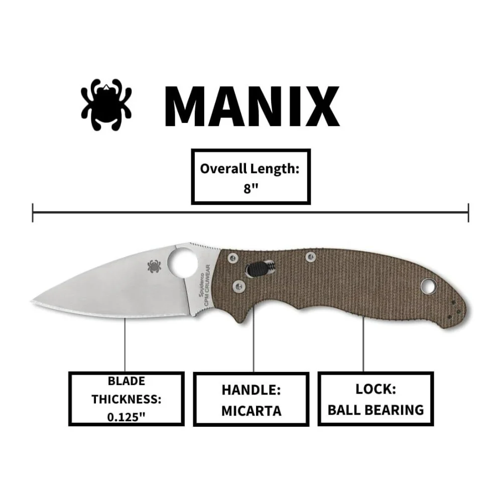 Spyderco Manix 2 Folding Utility Brown Canvas Pocket Knife with PlainEdge Blade - Image 4