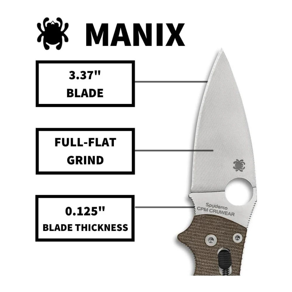 Spyderco Manix 2 Folding Utility Brown Canvas Pocket Knife with PlainEdge Blade - Image 6