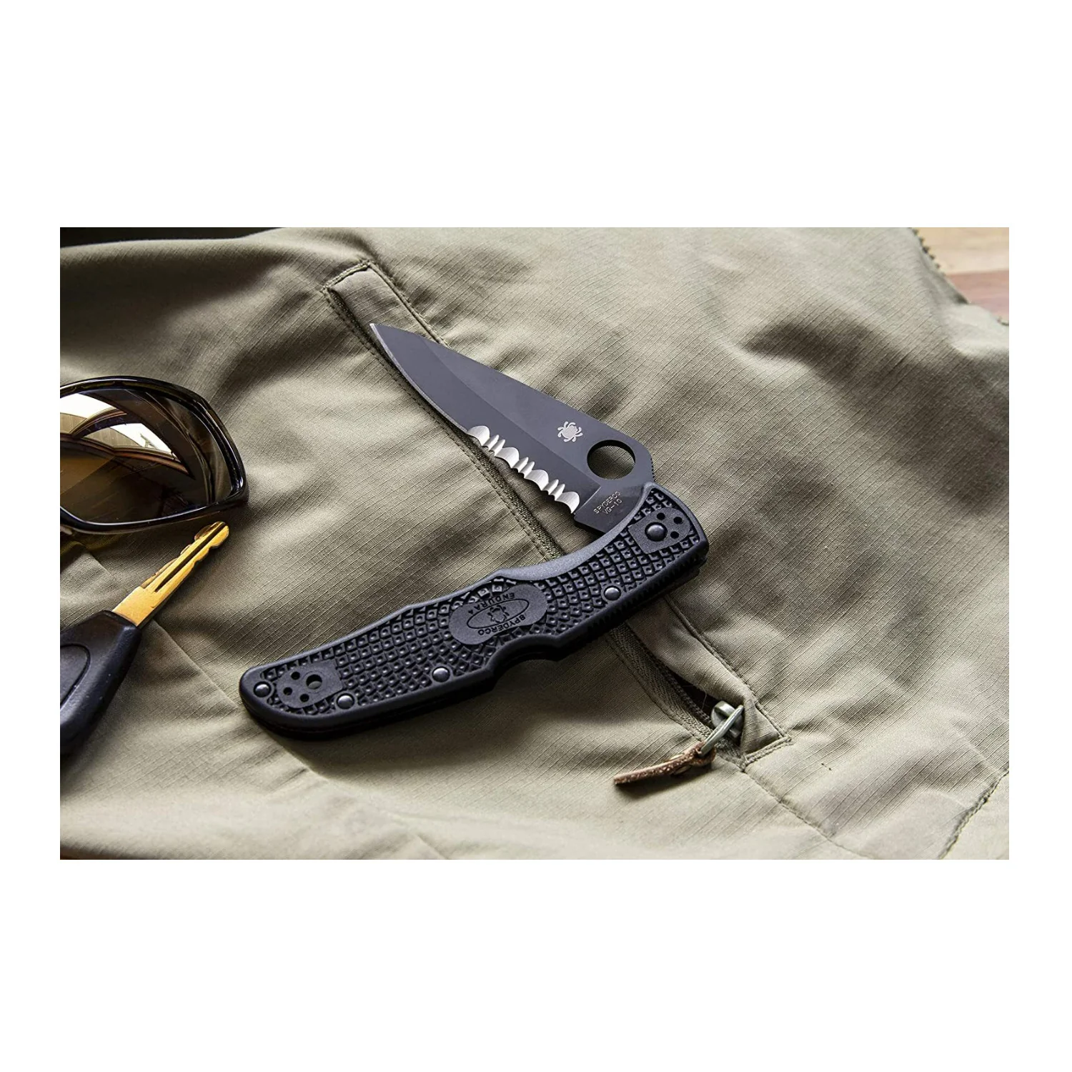 Spyderco Endura 4 3.80-Inch Durable Steel Blade Foldable PlainEdge Knife (Black) - Image 6