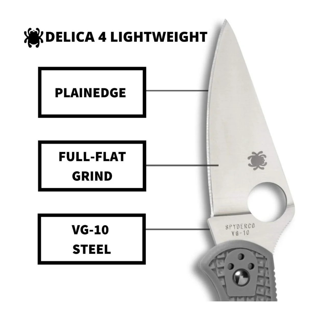 Spyderco Delica 4 Lightweight 7.15 Inch PlainEdge Signature Gray Folding Knife - Image 5