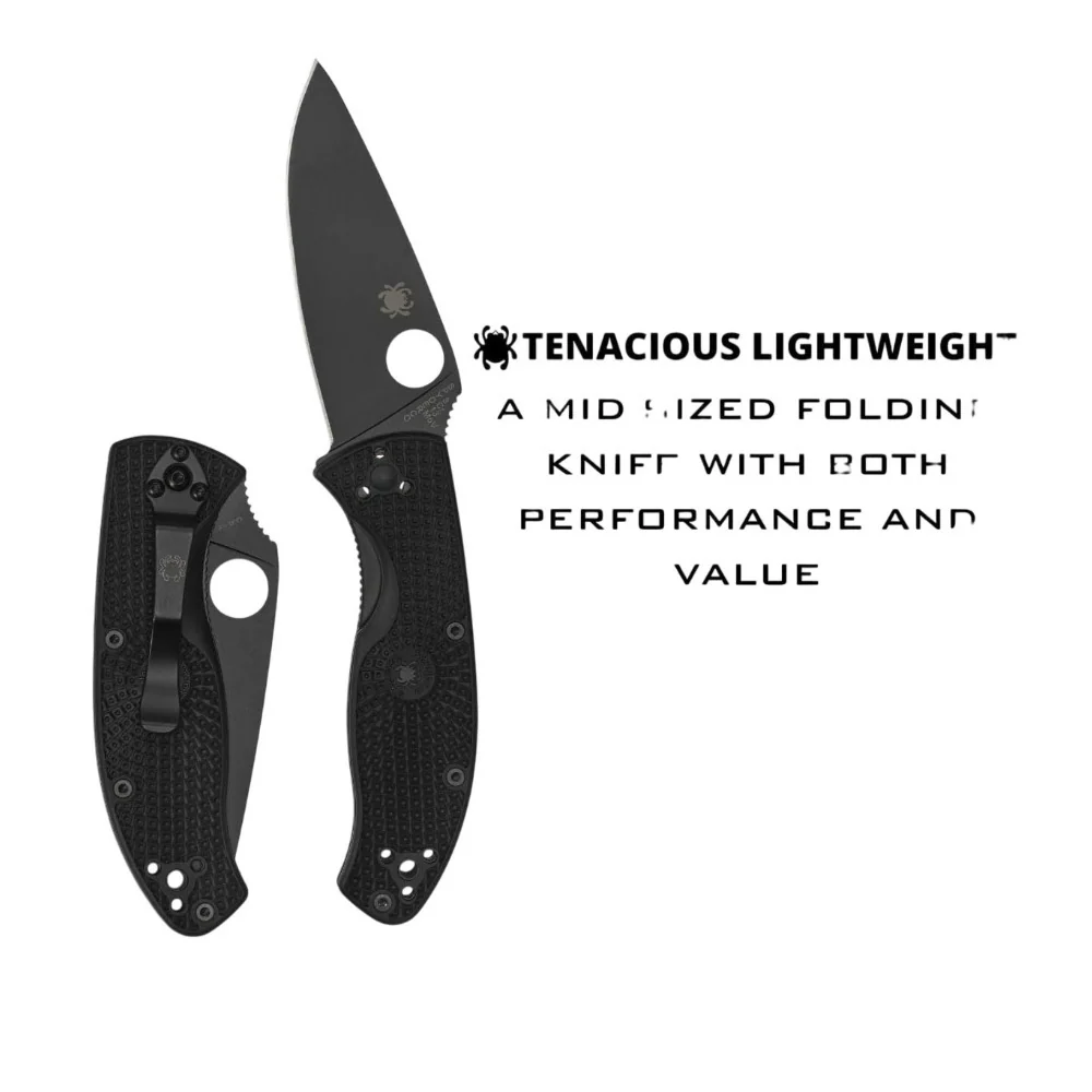Spyderco Tenacious Lightweight Black Folding Knife with PlainEdge 8Cr13MoV Blade - Image 2