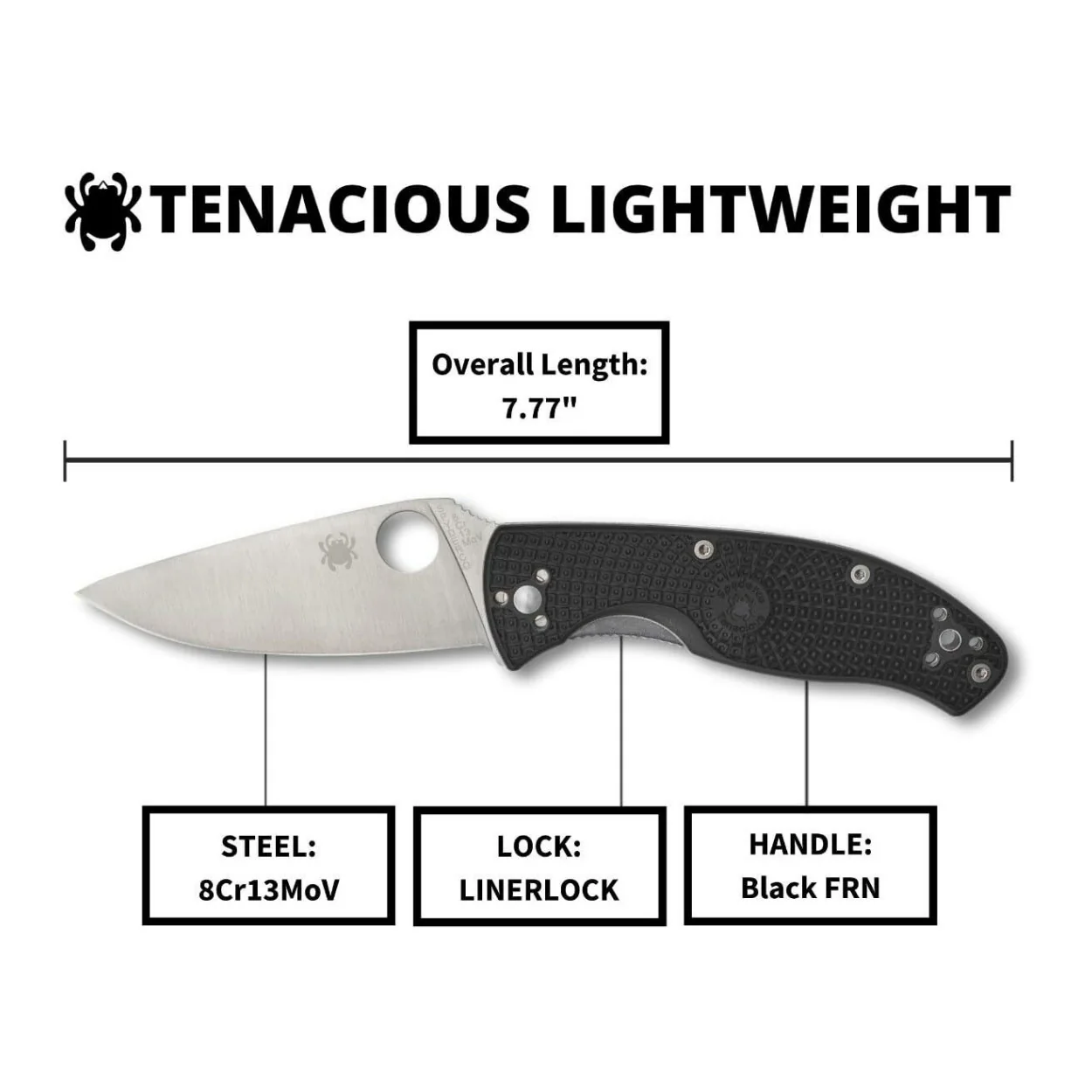 Spyderco Tenacious Folding Utility PlainEdge Black Pocket Knife with FRN Handle - Image 5