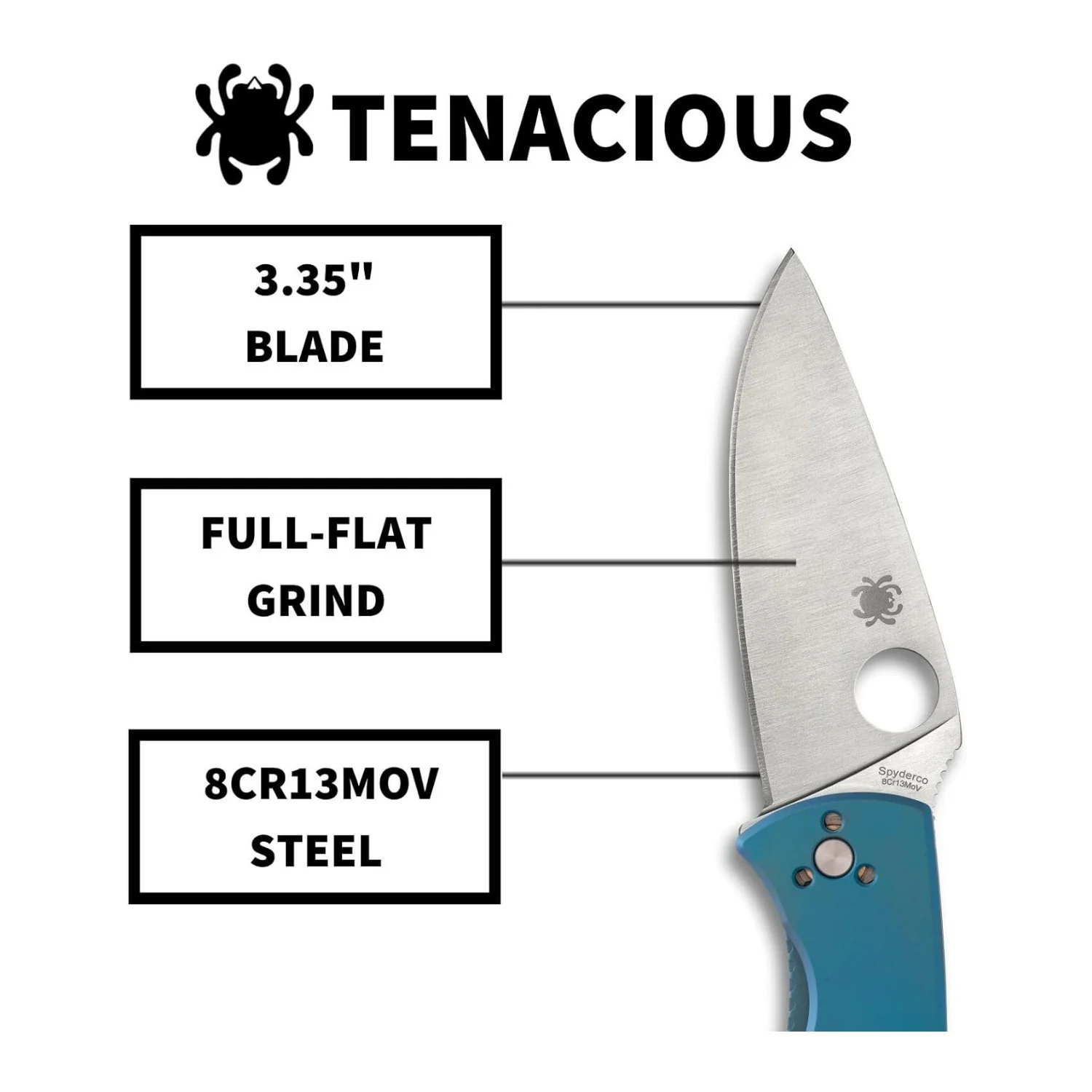Spyderco Tenacious PlainEdge Folding Pocket Knife with 3.35 Inch 8Cr13MoV Blade - Image 6