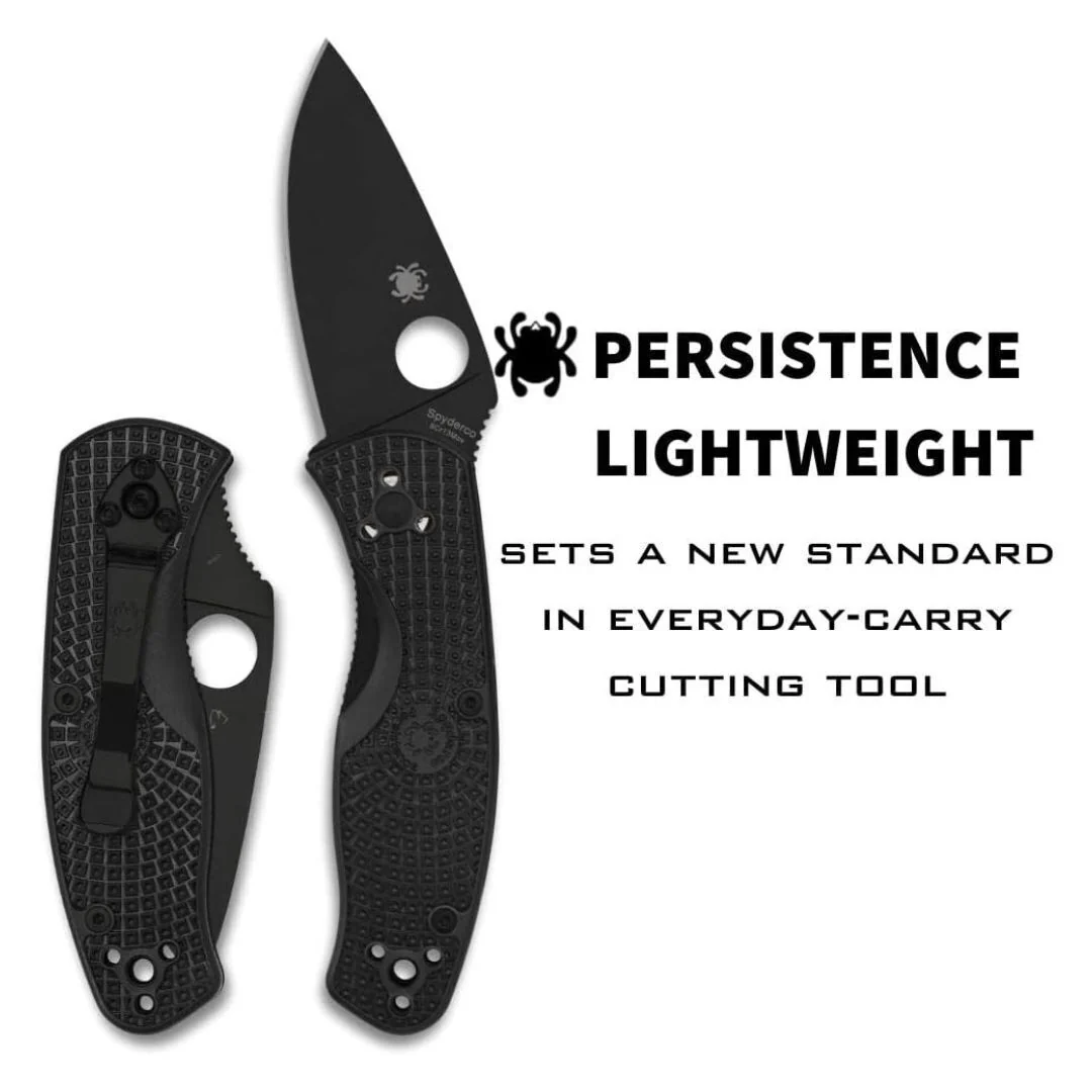 Spyderco Persistence Lightweight 6.85-Inch PlainEdge Pocket Knife with 8Cr13MoV Steel Blade (Black) - Image 3