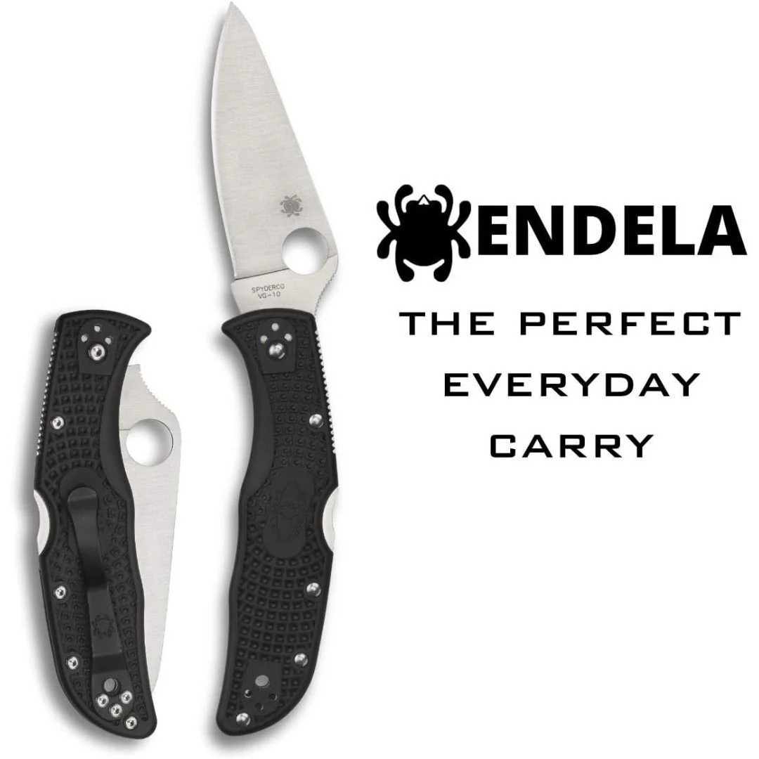 Spyderco Endela Lightweight Folding Knife with VG-10 Steel PlainEdge Blade and Black FRN Handle - Image 6