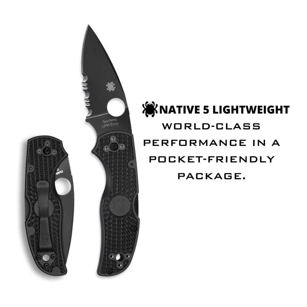 Spyderco Native 5 Full-Flat Grind, CPM S30V Stainless Steel Blade Folding Knife - Image 5