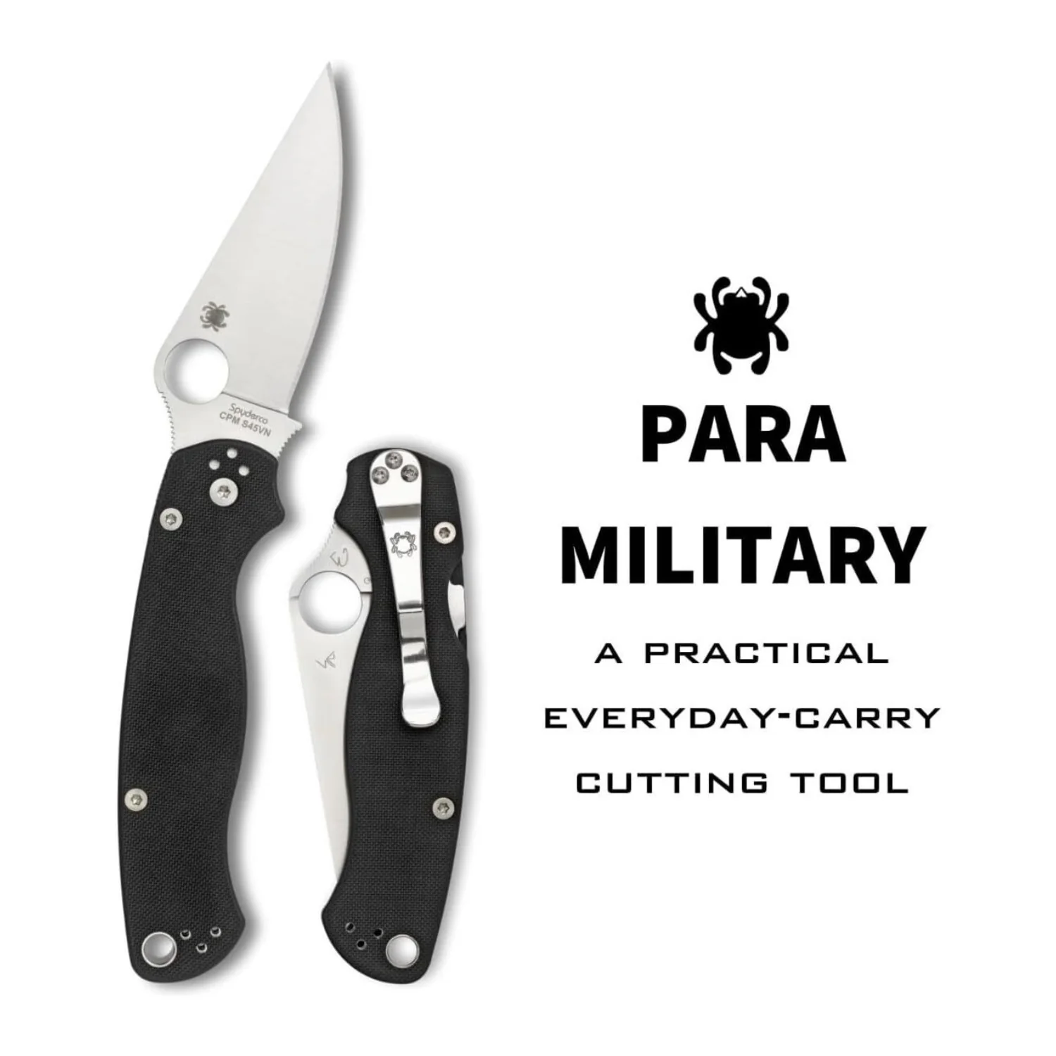 Spyderco Para Military 2 Left Handed Folding Knife 3.4 Inch CPM S45VN Blade G10 Handle - Image 2