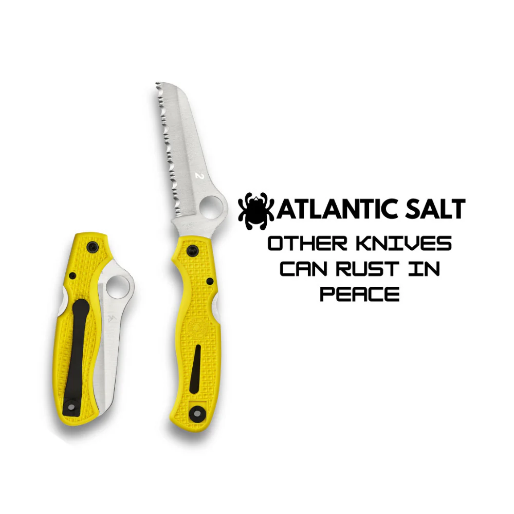 Spyderco Atlantic Salt 8.27 Inch Rust Free Yellow Folding Knife with FRN Handle - Image 6