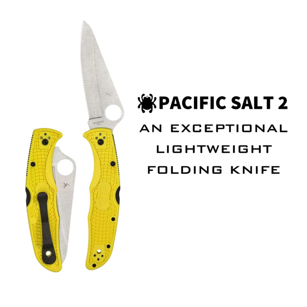Spyderco Pacific Salt 2 Yellow Folding Knife with H1 PlainEdge Blade - Image 2