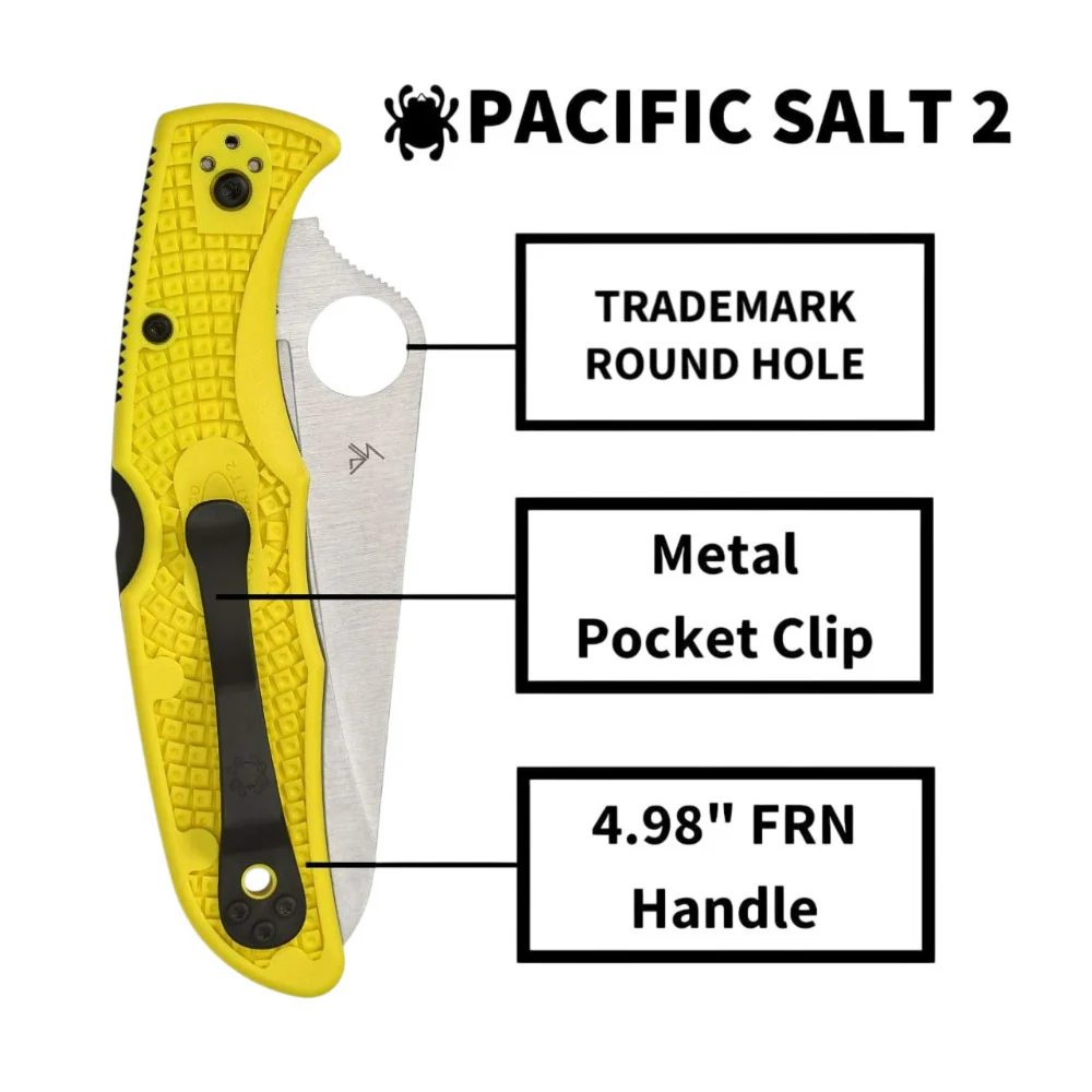 Spyderco Pacific Salt 2 Yellow Folding Knife with H1 PlainEdge Blade - Image 4