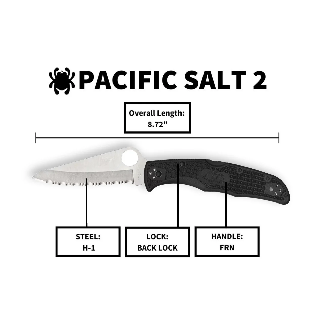 Spyderco Pacific Salt 2, 8.72-Inch Lightweight Folding Knife with Black Handle - Image 2