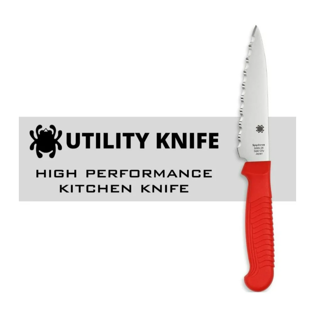 Spyderco K05 8.8 Inch SpyderEdge Kitchen Utility Red Knife with MBS 26 Blade - Image 3