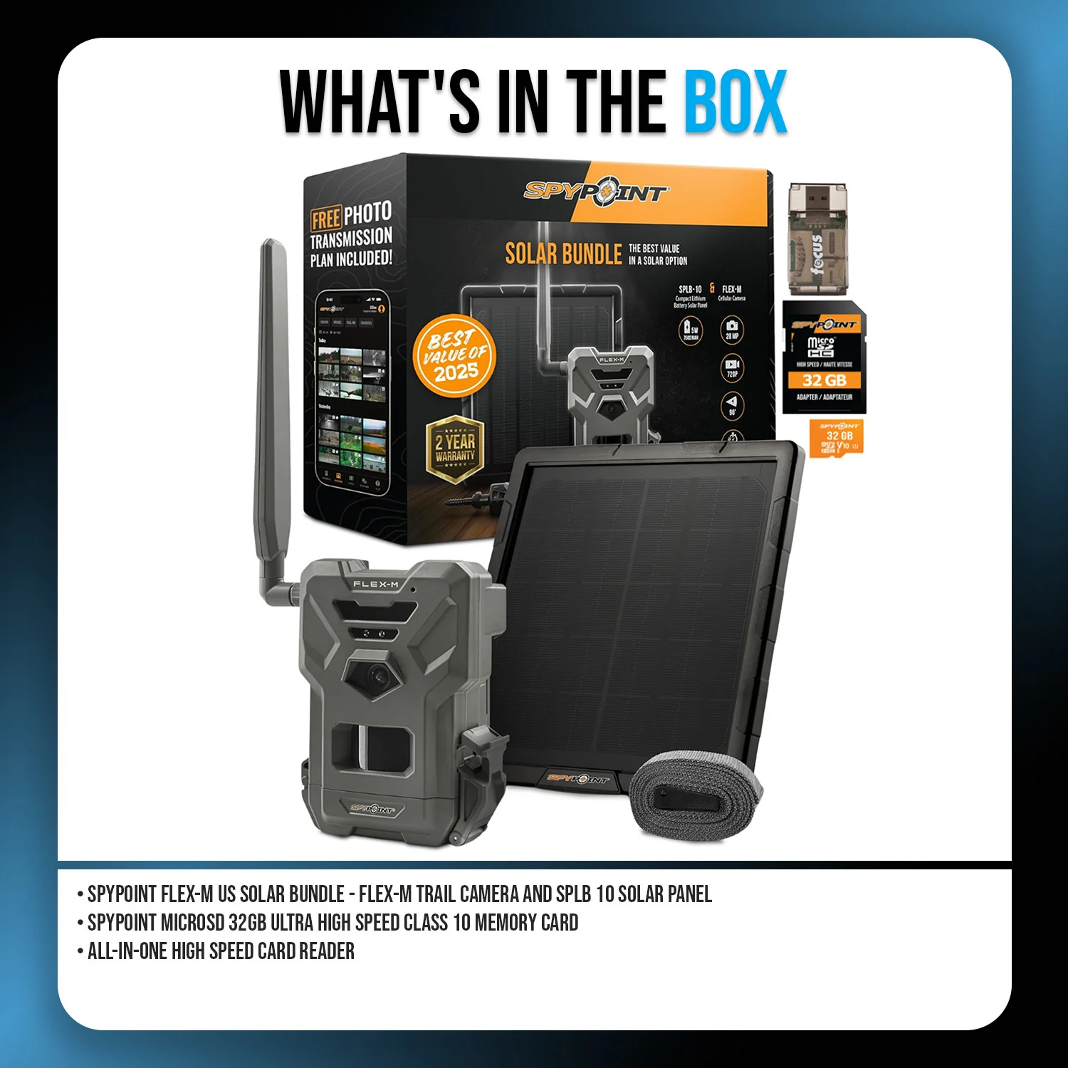 Spypoint FLEX-M Trail Camera and SPLB 10 Solar Panel Bundle with Accessories - Image 7