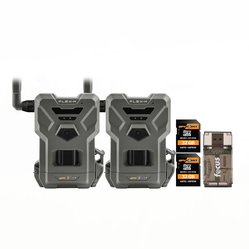 Spypoint Flex-M Night Vision Motion Activate Dual-Sim LTE 28MP Cellular Trail Camera (2-Pack) Bundle