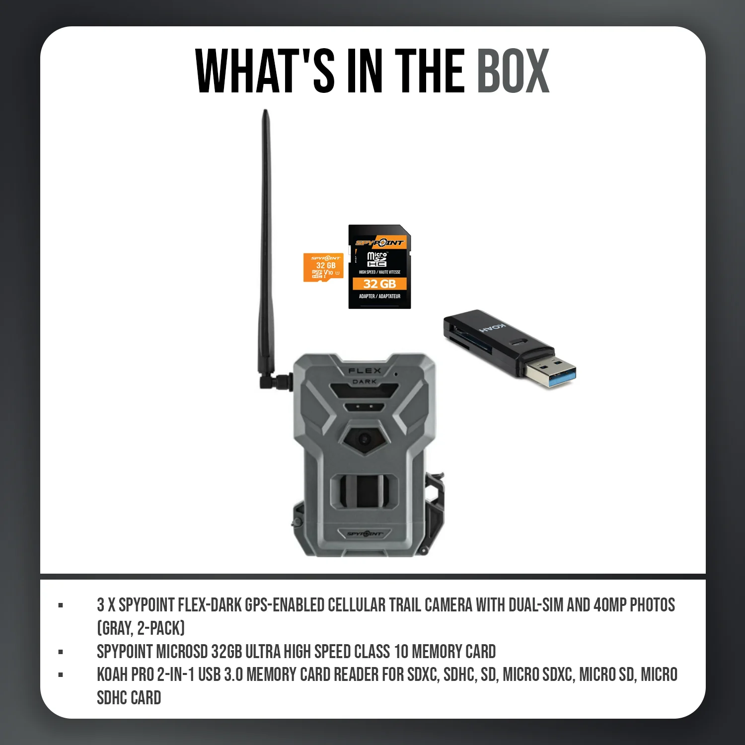 Spypoint Flex Dark GPS Cellular Trail Camera (6 Pack) with Accessories Bundle - Image 8