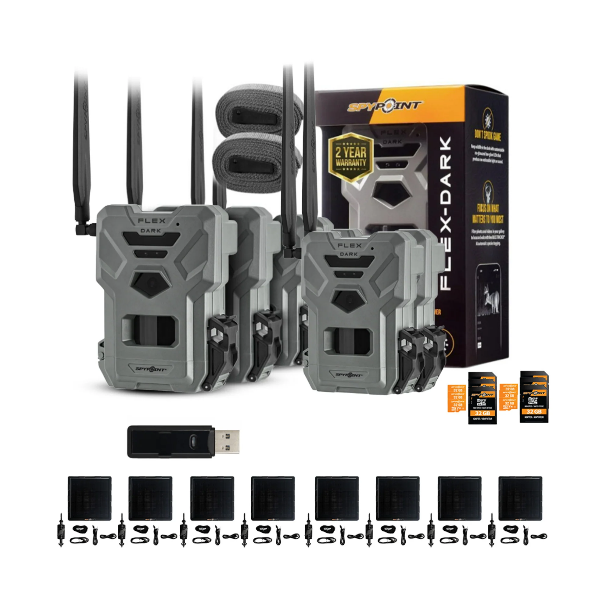 Spypoint Flex Cellular Trail Camera (6 Pack) with Solar Panel and Accessories