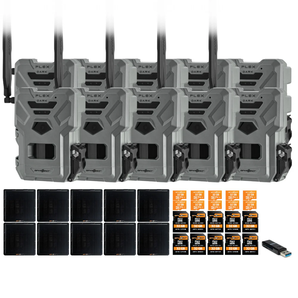 Spypoint Flex Cellular Trail Camera (5 Pack) with Solar Panel and Accessories