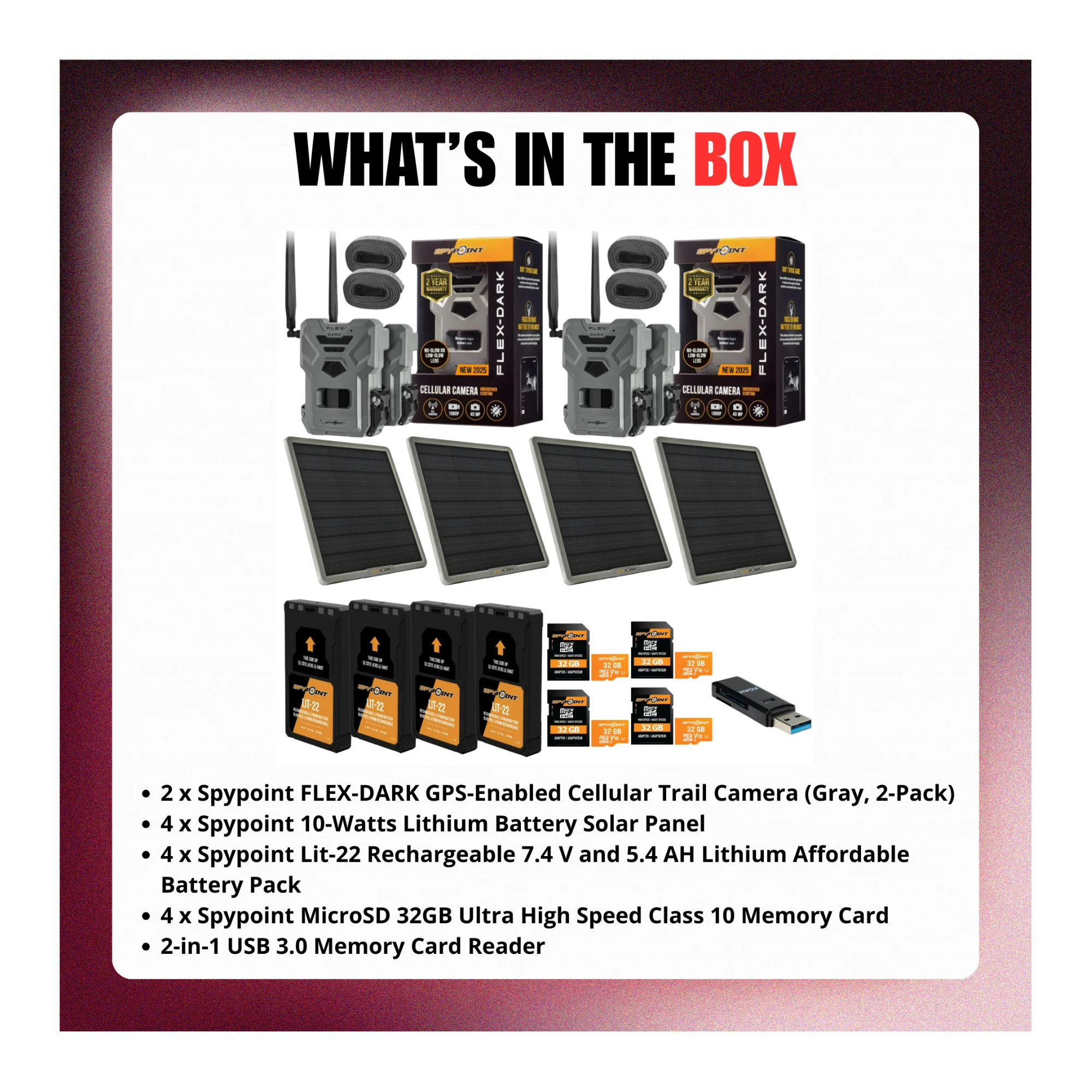 Spypoint FLEX-DARK GPS-Enabled Cellular Trail Camera with Solar Panel and Accs - Image 8