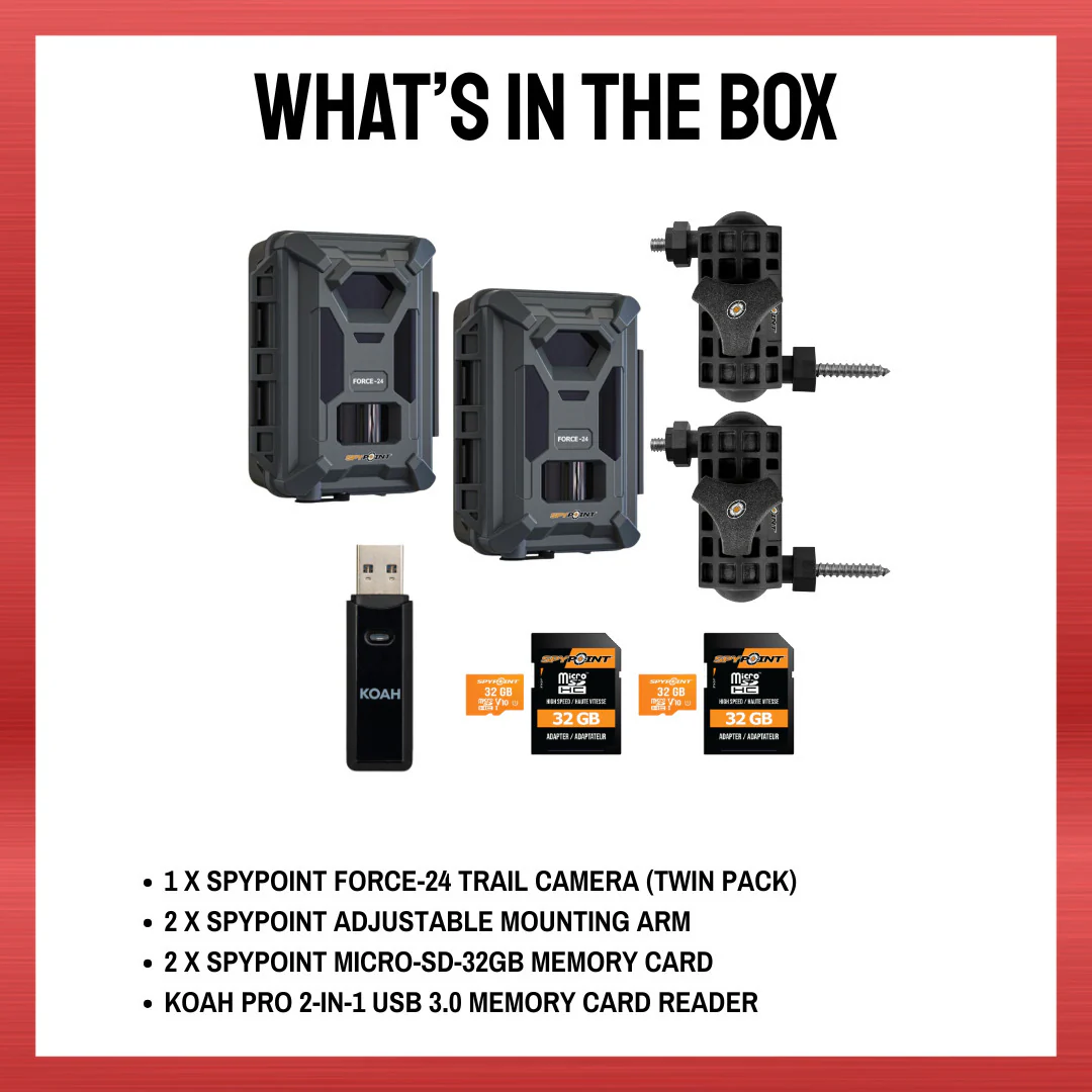 Spypoint Force-24MP Non-Cellular Trail Camera (2 Pack) Bundle with Accessories - Image 9