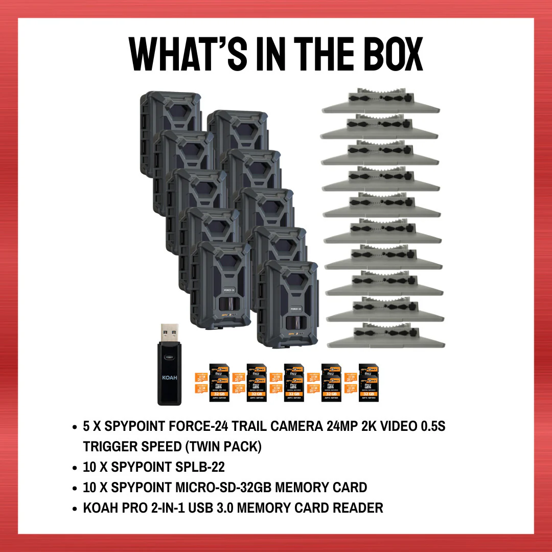 Spypoint Force-24MP Non-Cellular Trail Camera Bundle (10 Pack) with Accessories - Image 8