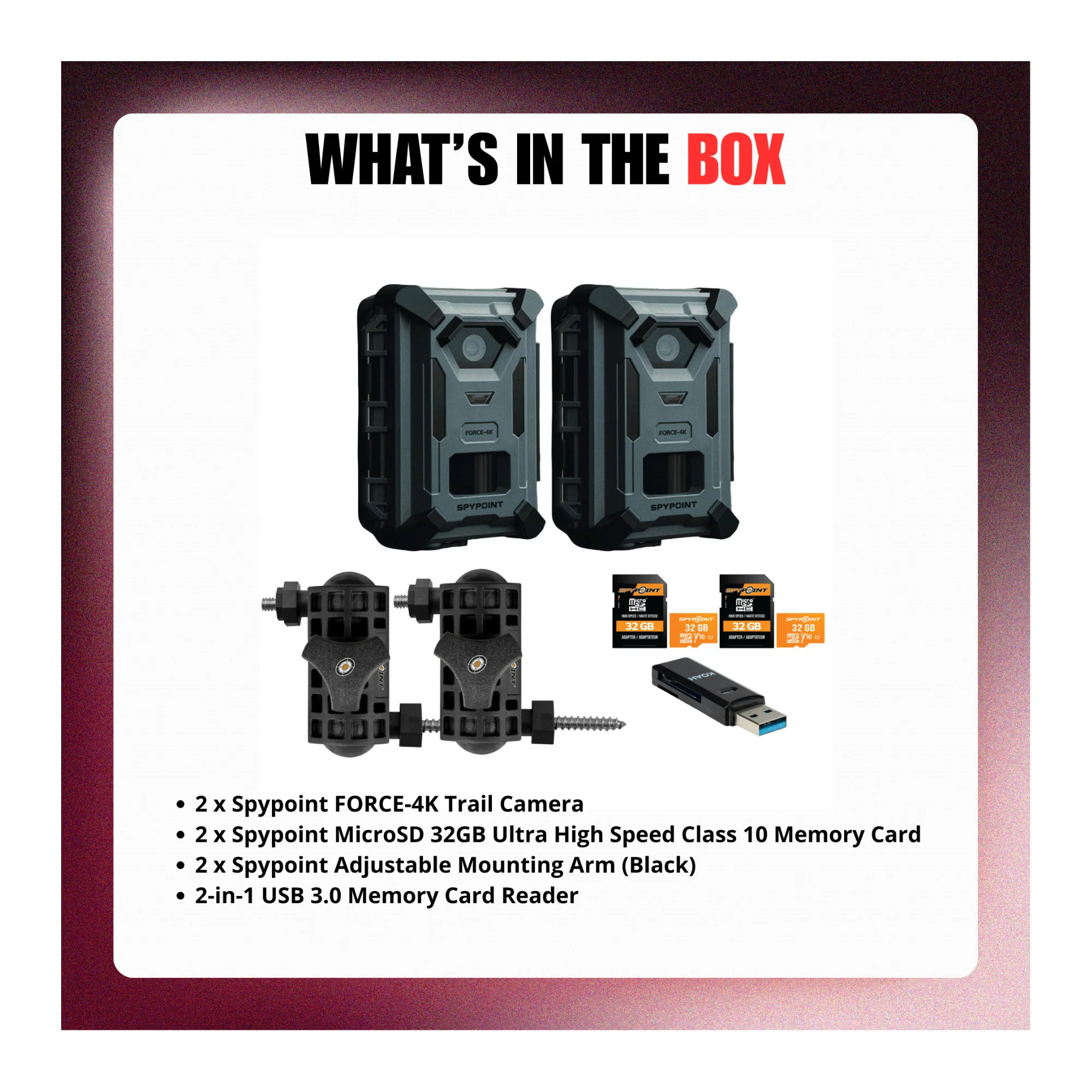 Spypoint FORCE-4K Trail Camera with 32GB MicroSD and Accessories Bundle - Image 5