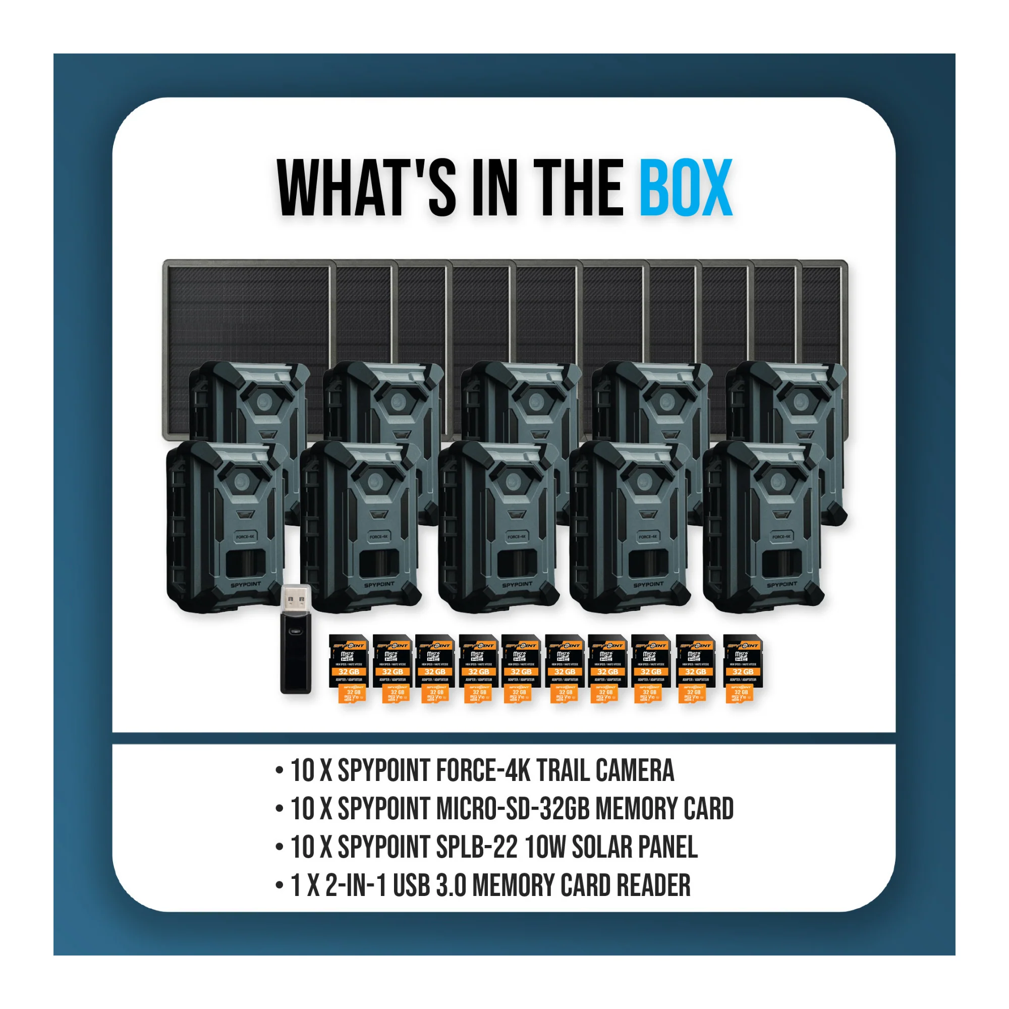 Spypoint FORCE-4K Bundle with Solar Panels, Memory Cards, and Reader (10-Pack) - Image 8