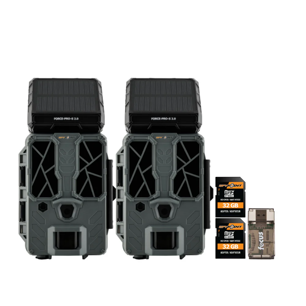 Spypoint FORCE-PRO-S 2.0 Trail Camera with Built-In Solar Panel (2-Pack) Bundle